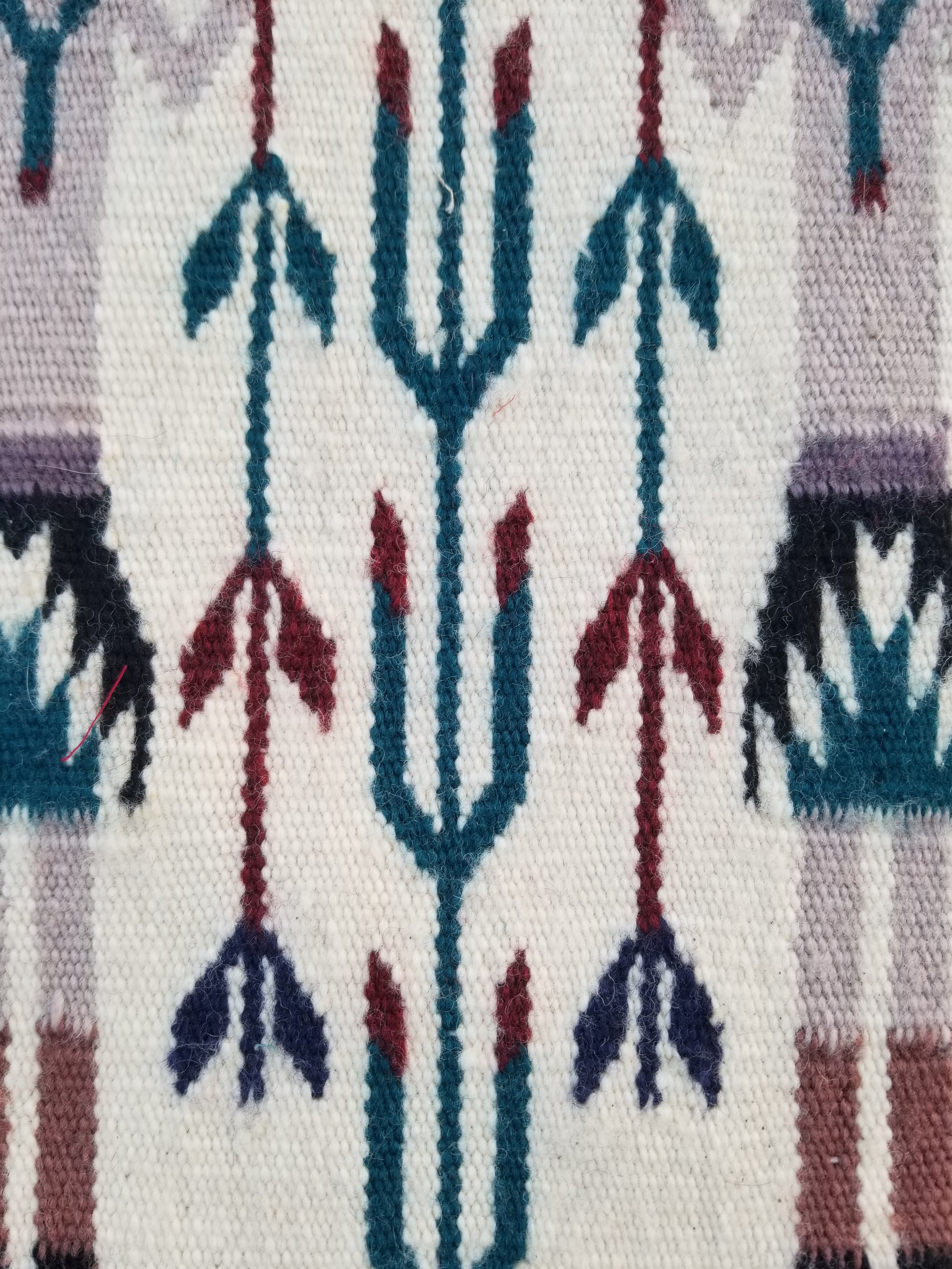 Vintage Traditional Handmade Native American Navajo Yei Wool Rug 47x38cm