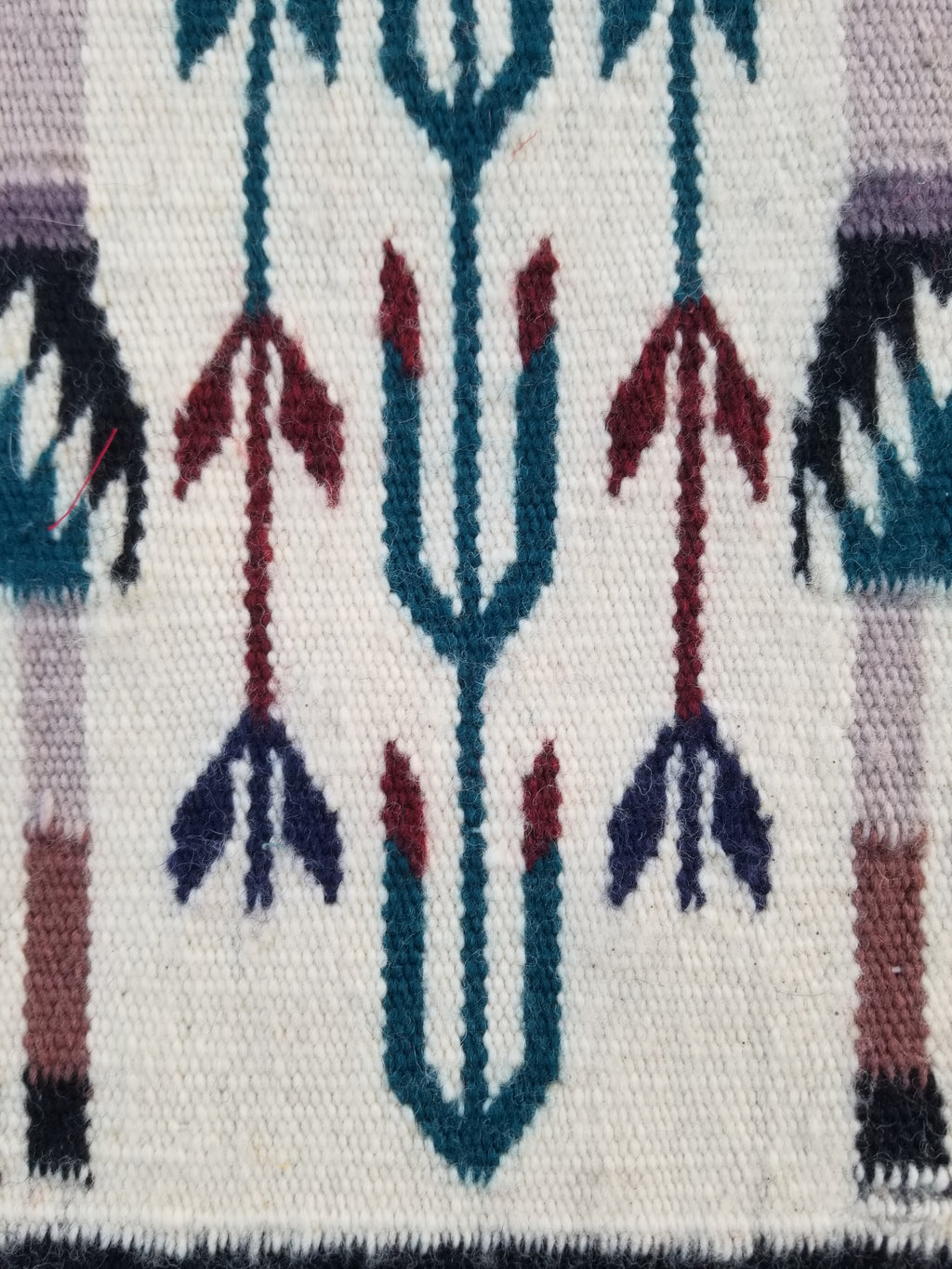 Vintage Traditional Handmade Native American Navajo Yei Wool Rug 47x38cm