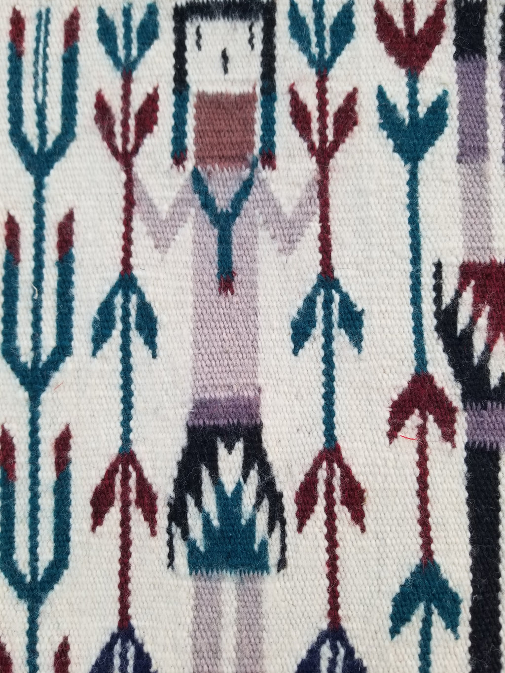 Vintage Traditional Handmade Native American Navajo Yei Wool Rug 47x38cm