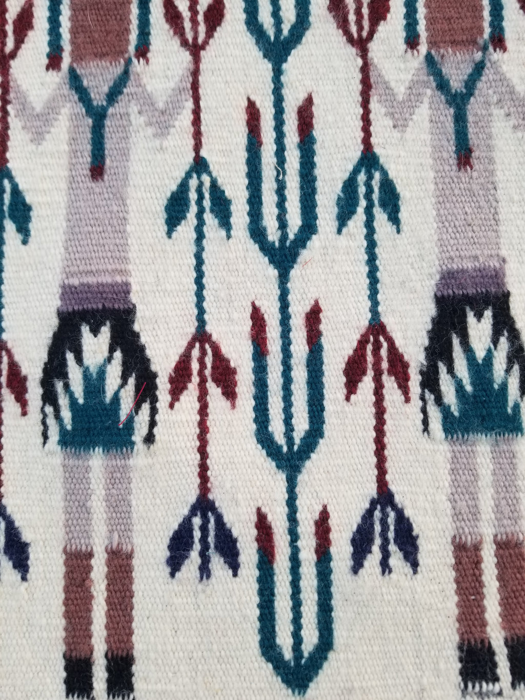 Vintage Traditional Handmade Native American Navajo Yei Wool Rug 47x38cm