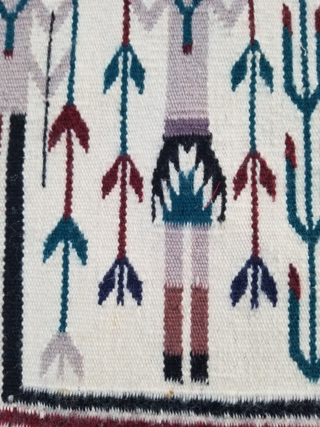 Vintage Traditional Handmade Native American Navajo Yei Wool Rug 47x38cm