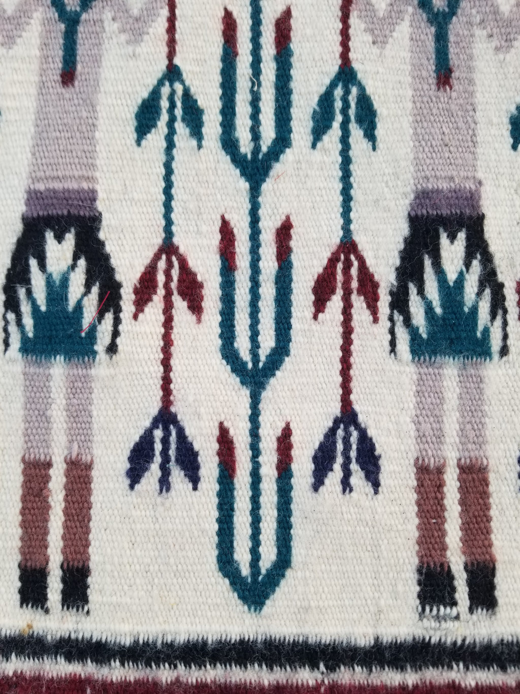 Vintage Traditional Handmade Native American Navajo Yei Wool Rug 47x38cm