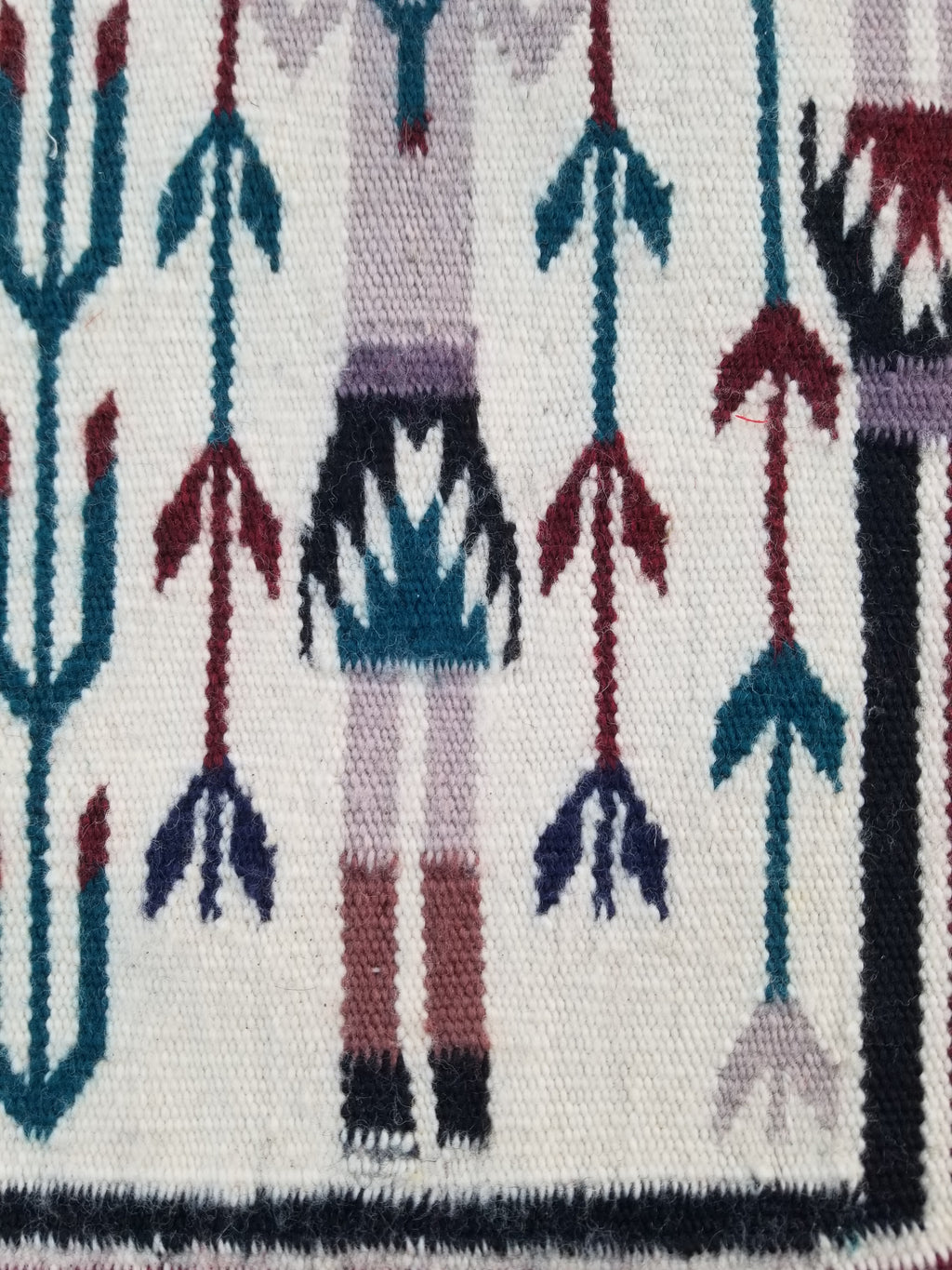 Vintage Traditional Handmade Native American Navajo Yei Wool Rug 47x38cm