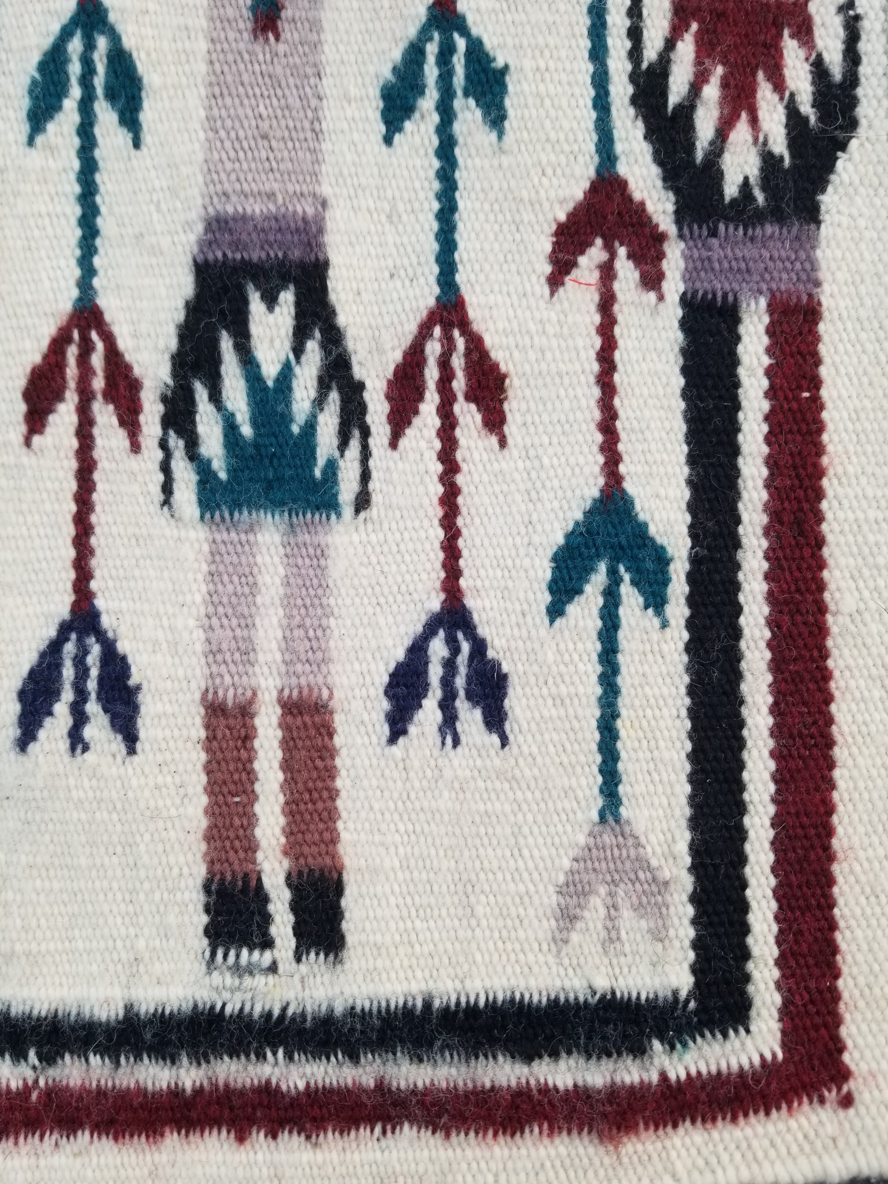 Vintage Traditional Handmade Native American Navajo Yei Wool Rug 47x38cm