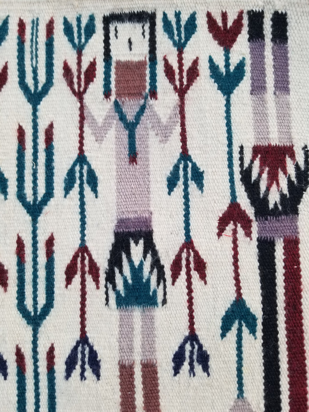 Vintage Traditional Handmade Native American Navajo Yei Wool Rug 47x38cm