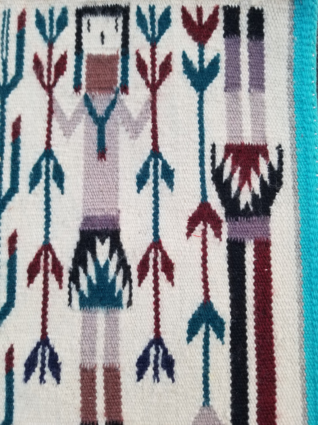 Vintage Traditional Handmade Native American Navajo Yei Wool Rug 47x38cm