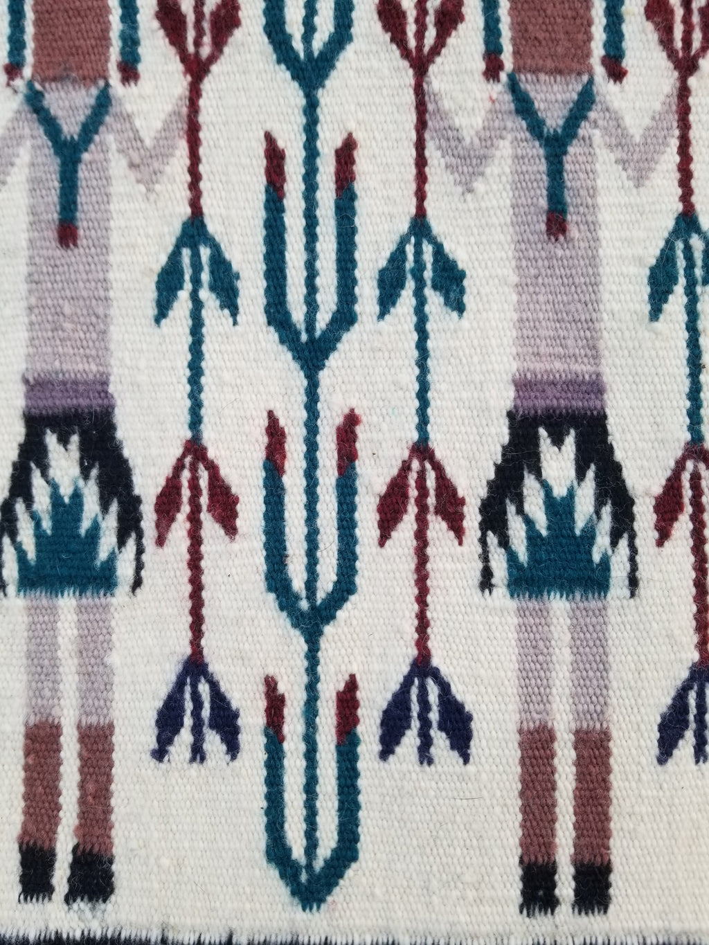 Vintage Traditional Handmade Native American Navajo Yei Wool Rug 47x38cm