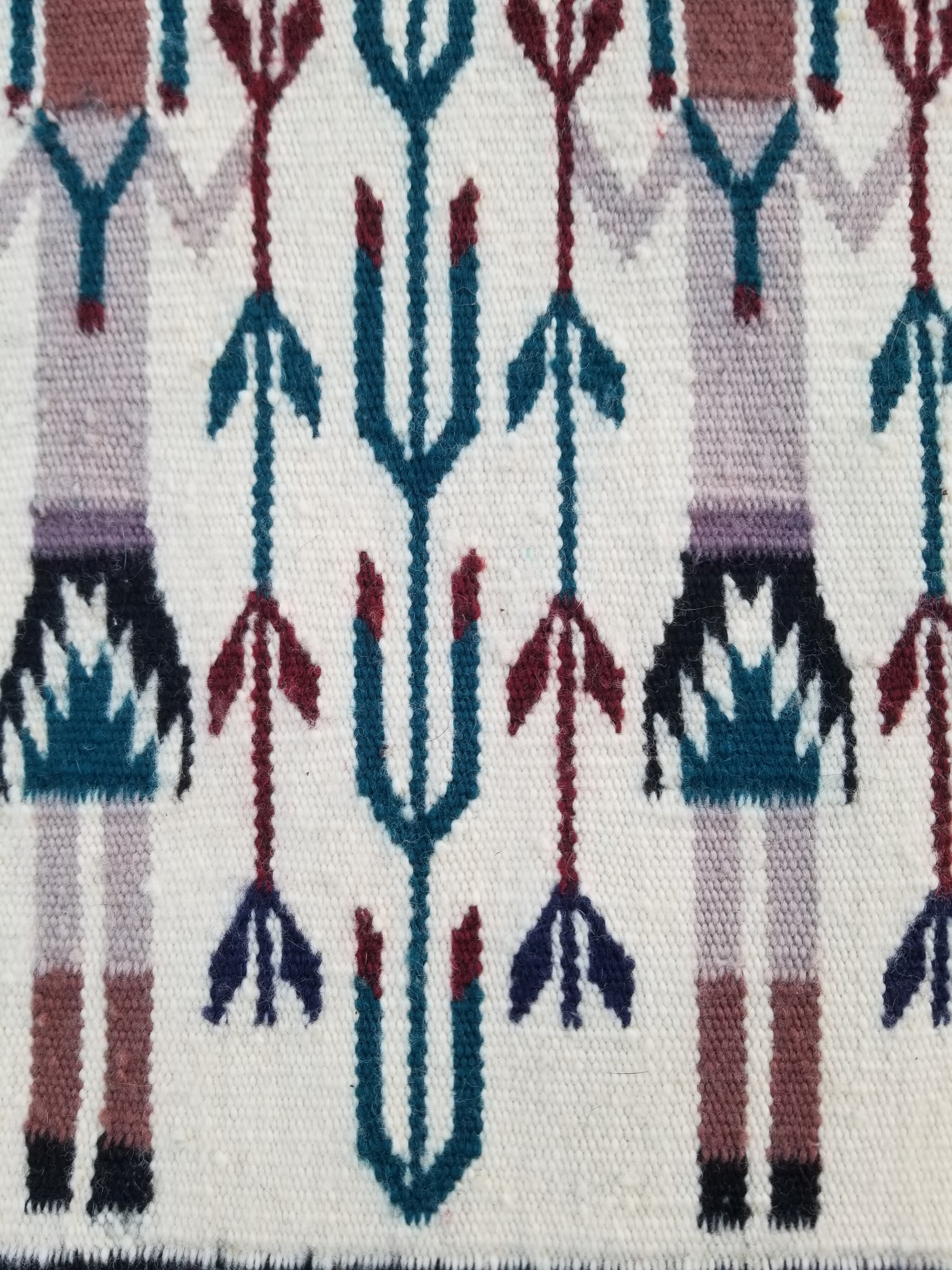 Vintage Traditional Handmade Native American Navajo Yei Wool Rug 47x38cm