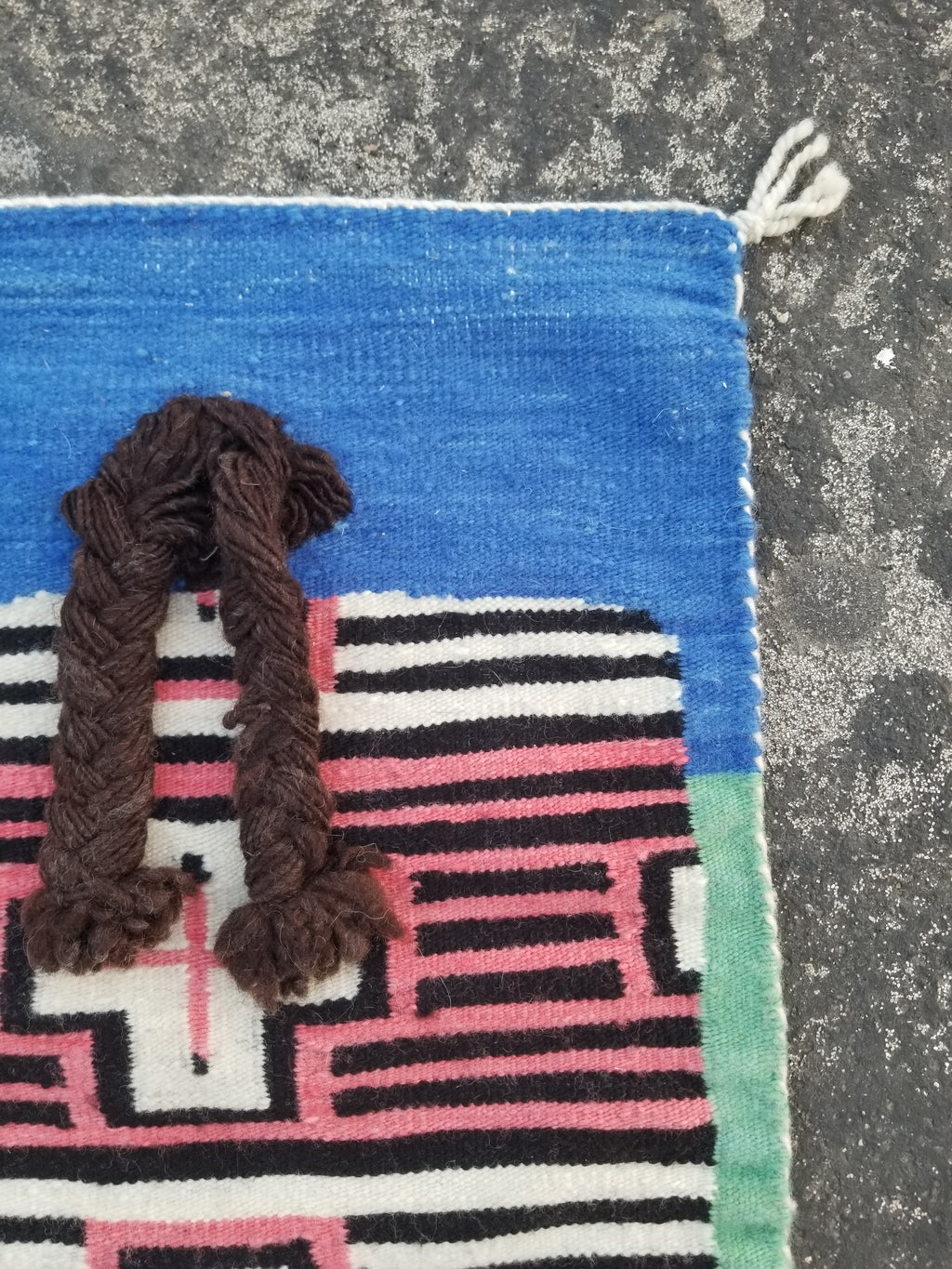 Vintage Traditional Handmade Native American Navajo Geometric Wool Rug 52x39cm