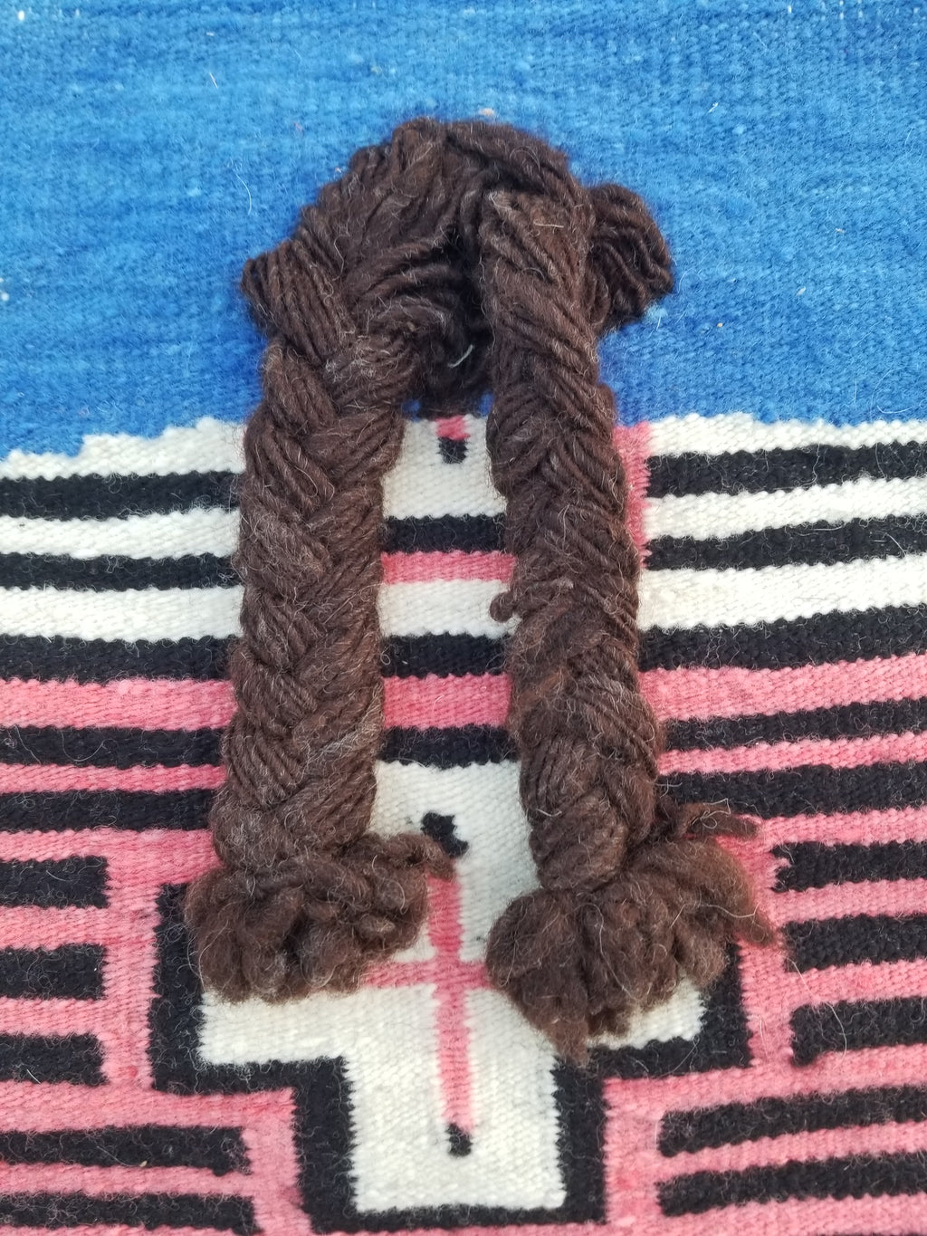 Vintage Traditional Handmade Native American Navajo Geometric Wool Rug 52x39cm