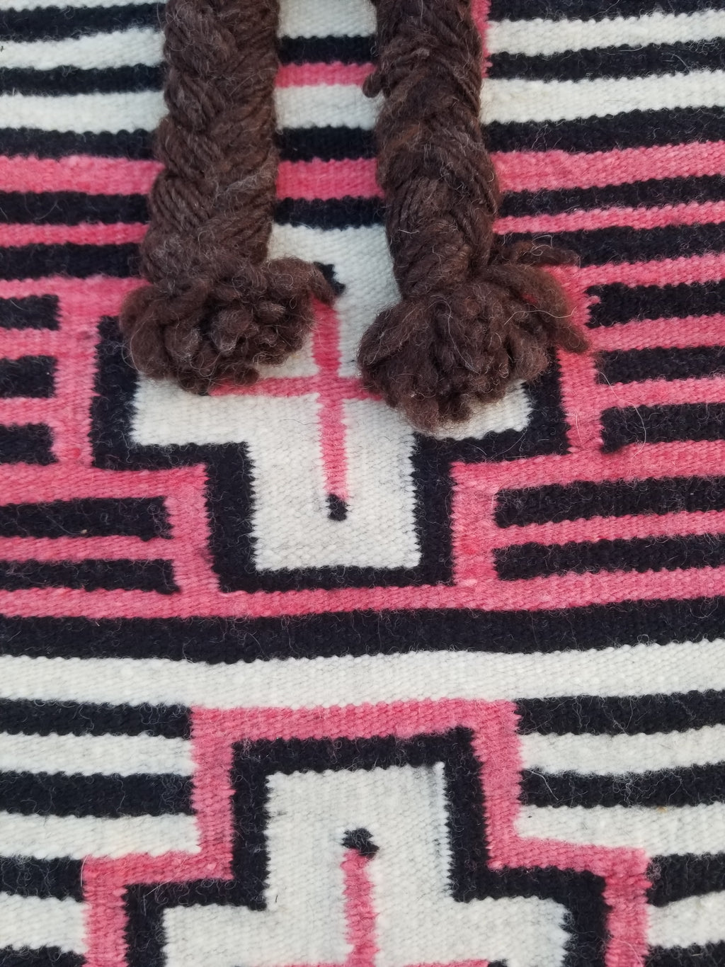 Vintage Traditional Handmade Native American Navajo Geometric Wool Rug 52x39cm