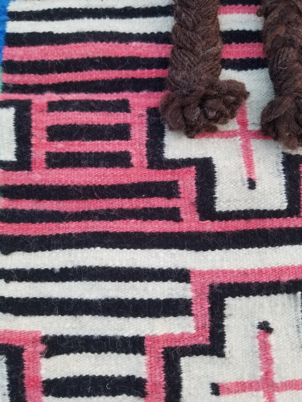 Vintage Traditional Handmade Native American Navajo Geometric Wool Rug 52x39cm