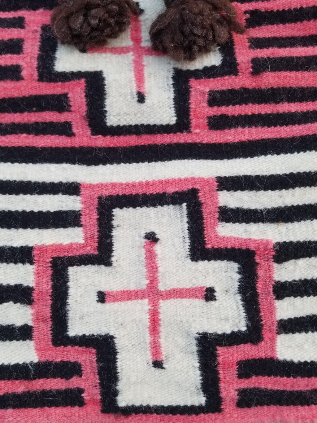 Vintage Traditional Handmade Native American Navajo Geometric Wool Rug 52x39cm