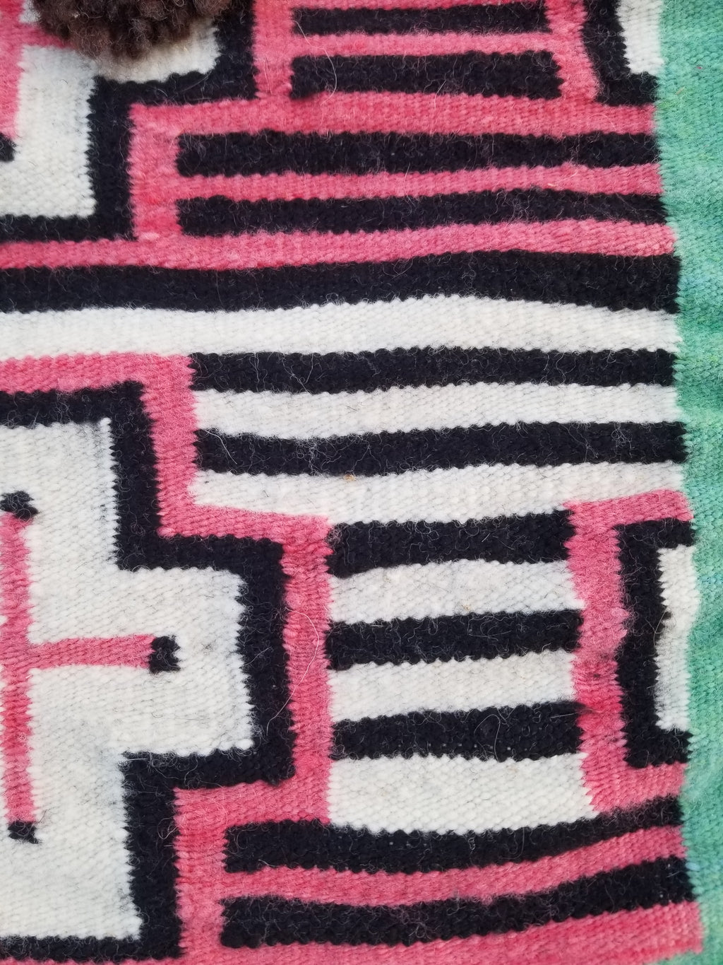 Vintage Traditional Handmade Native American Navajo Geometric Wool Rug 52x39cm