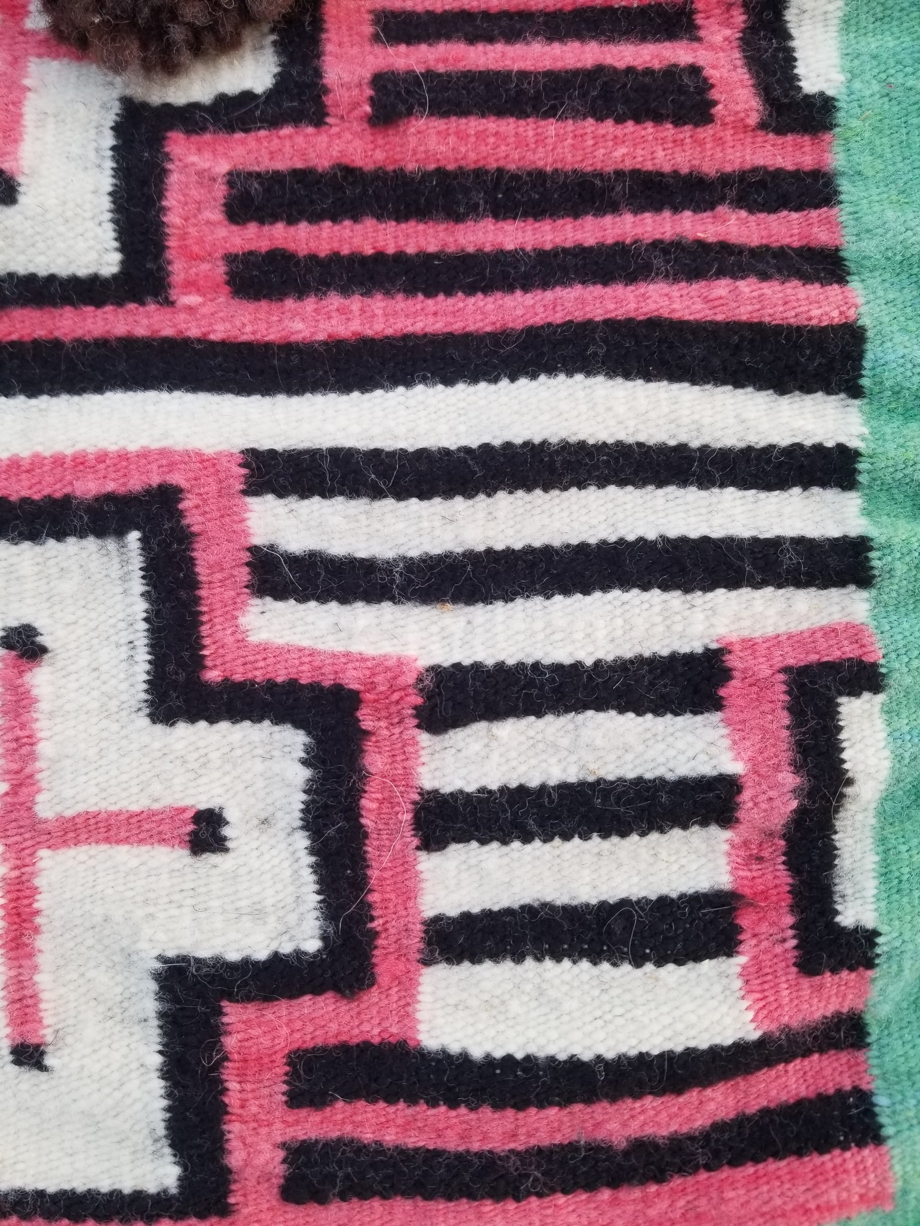 Vintage Traditional Handmade Native American Navajo Geometric Wool Rug 52x39cm