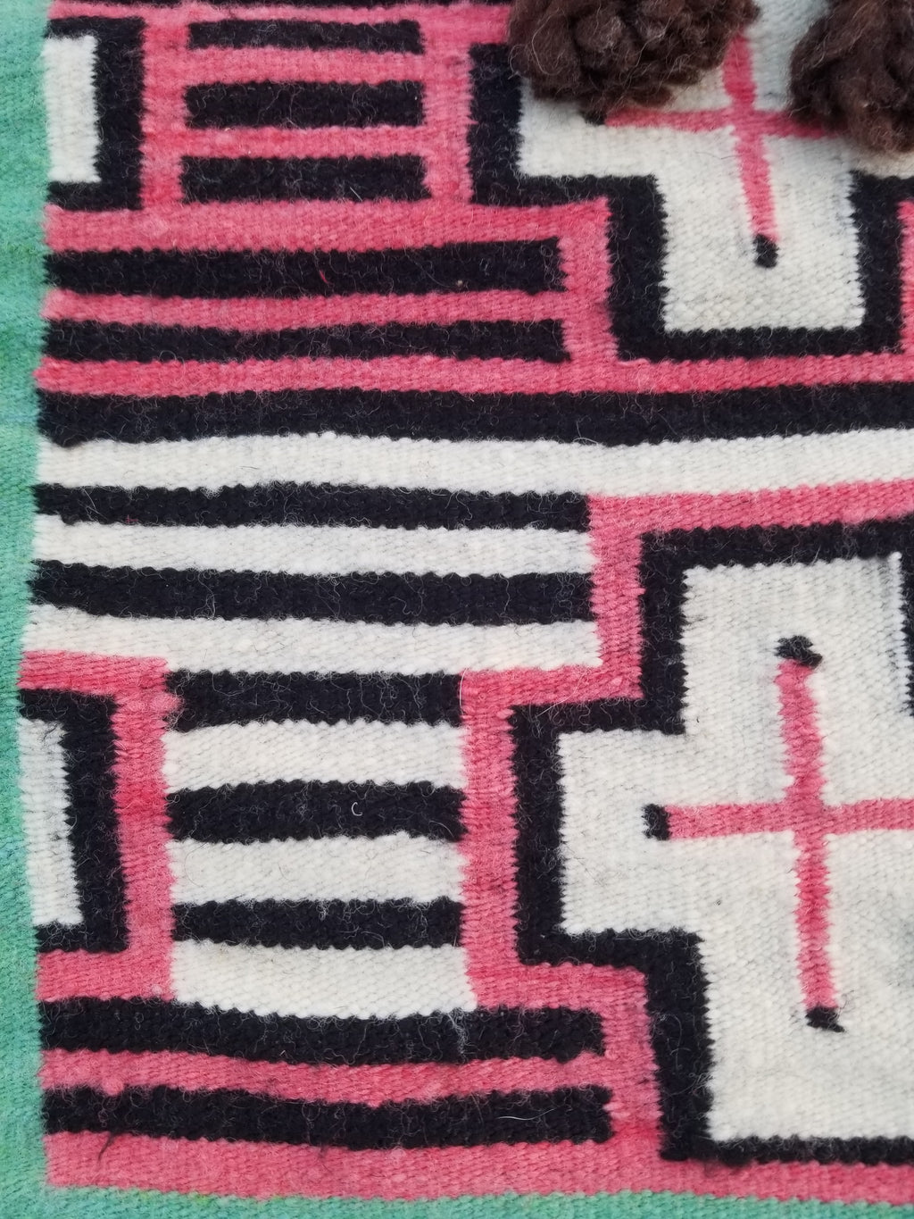 Vintage Traditional Handmade Native American Navajo Geometric Wool Rug 52x39cm