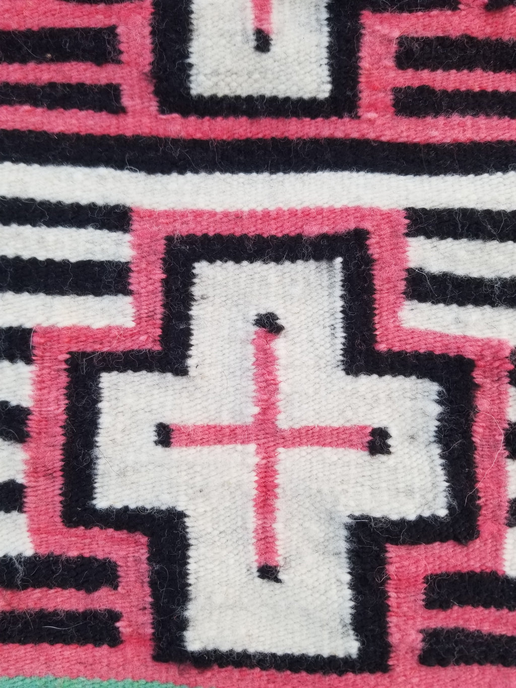 Vintage Traditional Handmade Native American Navajo Geometric Wool Rug 52x39cm