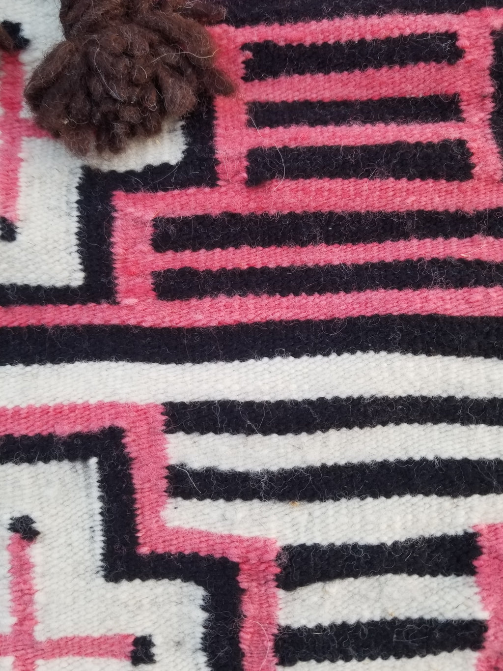 Vintage Traditional Handmade Native American Navajo Geometric Wool Rug 52x39cm
