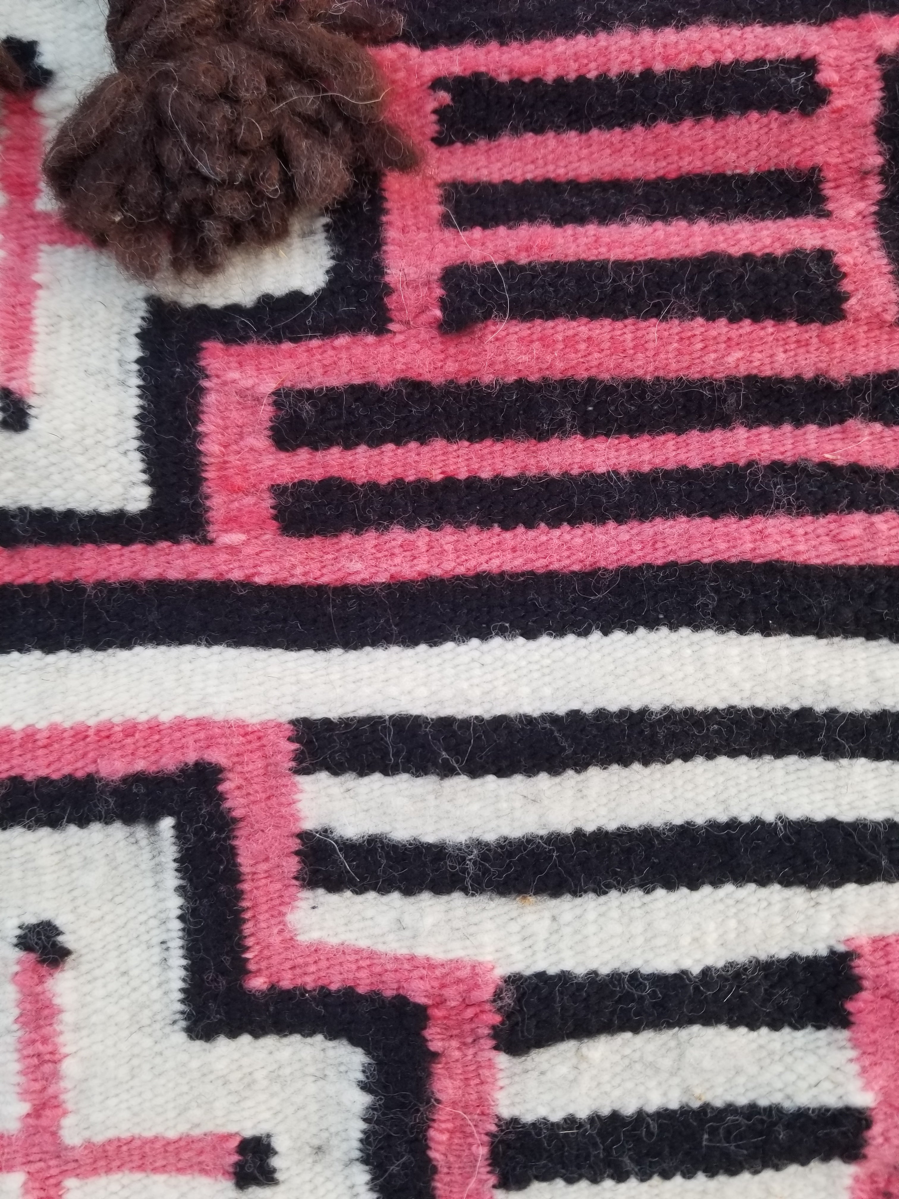 Vintage Traditional Handmade Native American Navajo Geometric Wool Rug 52x39cm