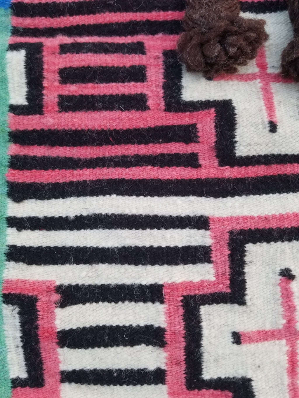 Vintage Traditional Handmade Native American Navajo Geometric Wool Rug 52x39cm