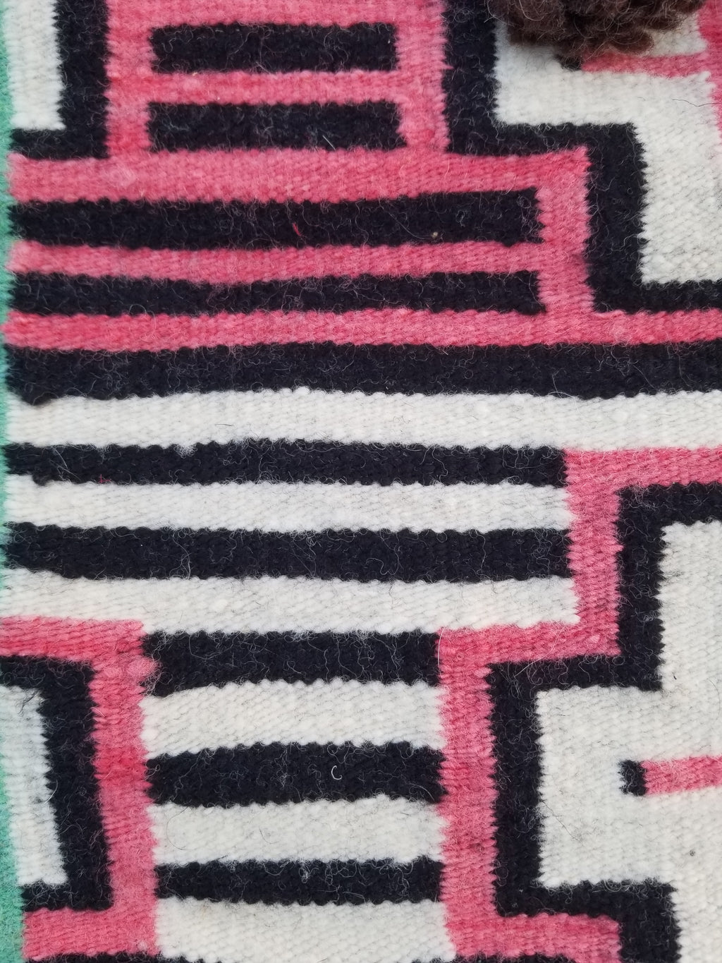 Vintage Traditional Handmade Native American Navajo Geometric Wool Rug 52x39cm