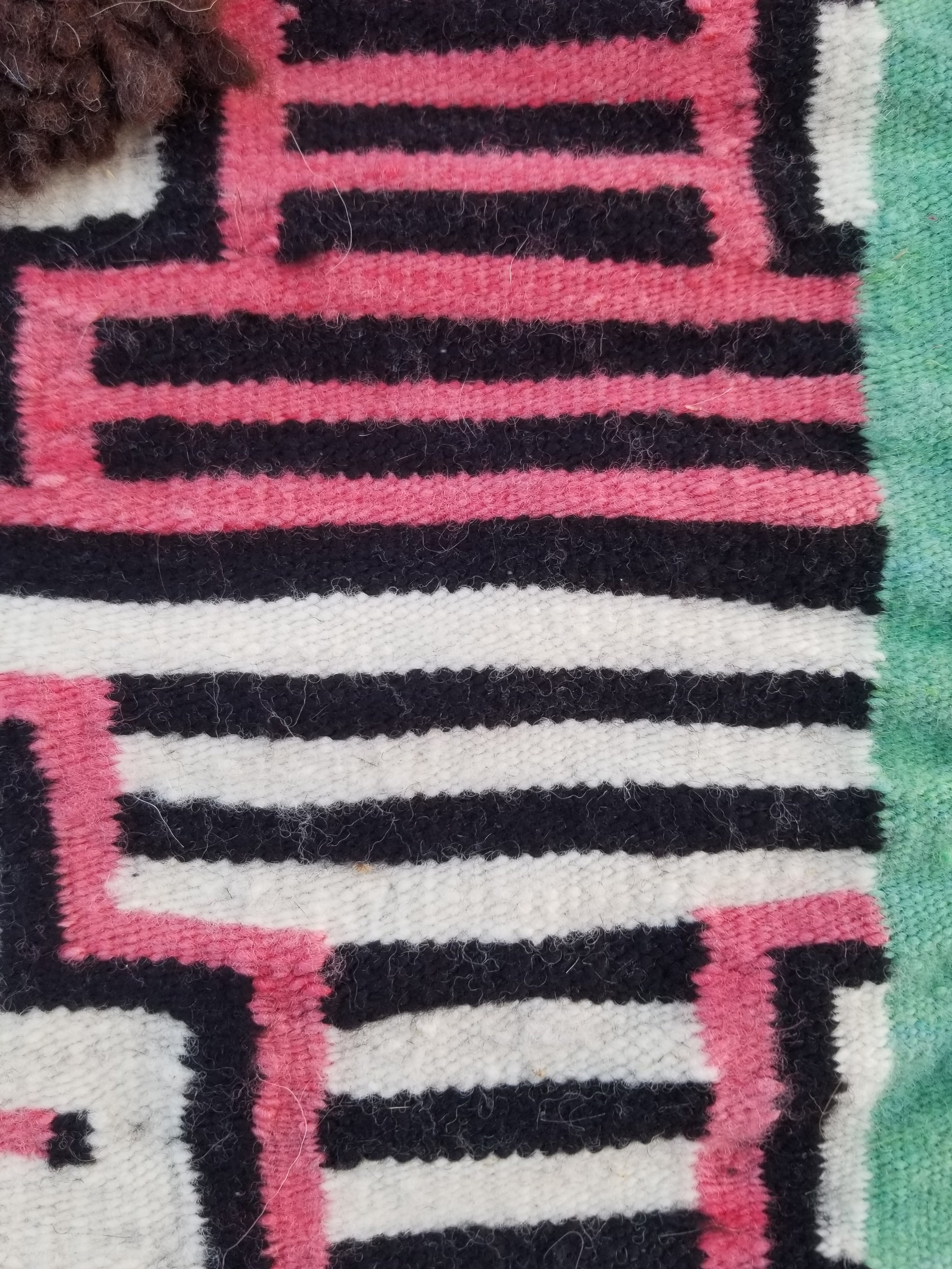 Vintage Traditional Handmade Native American Navajo Geometric Wool Rug 52x39cm