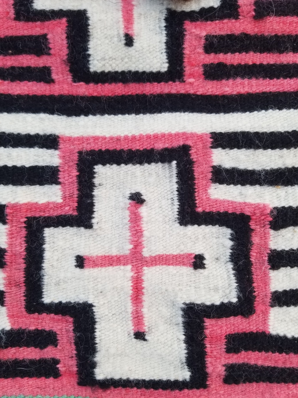 Vintage Traditional Handmade Native American Navajo Geometric Wool Rug 52x39cm