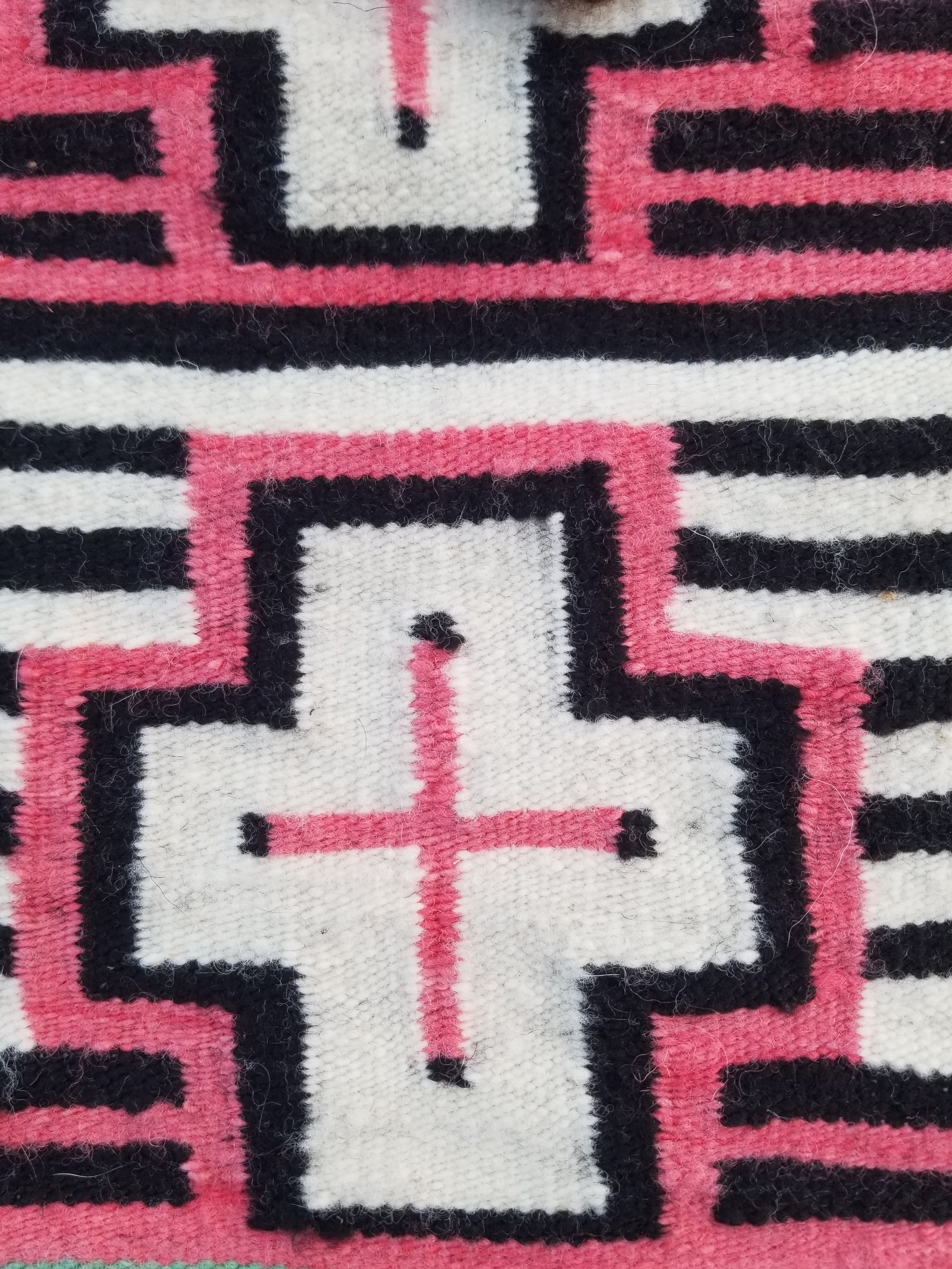 Vintage Traditional Handmade Native American Navajo Geometric Wool Rug 52x39cm