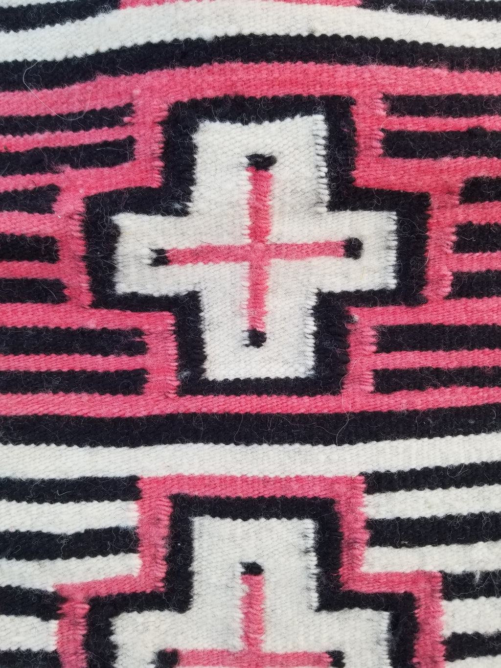 Vintage Traditional Handmade Native American Navajo Geometric Wool Rug 52x39cm