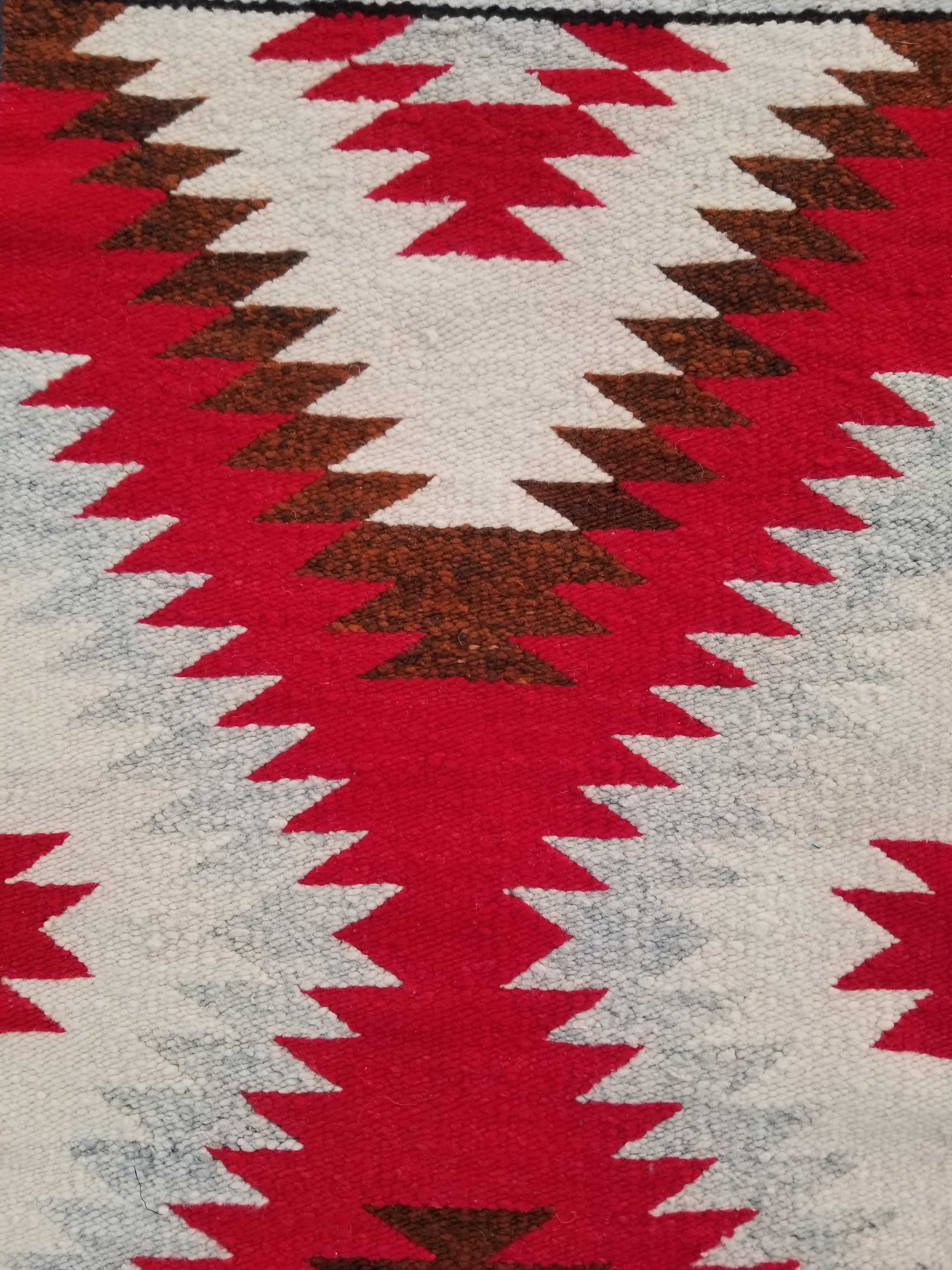 Vintage Handmade Native American Navajo Eye Dazzler Style Wool Rug 87x42cm