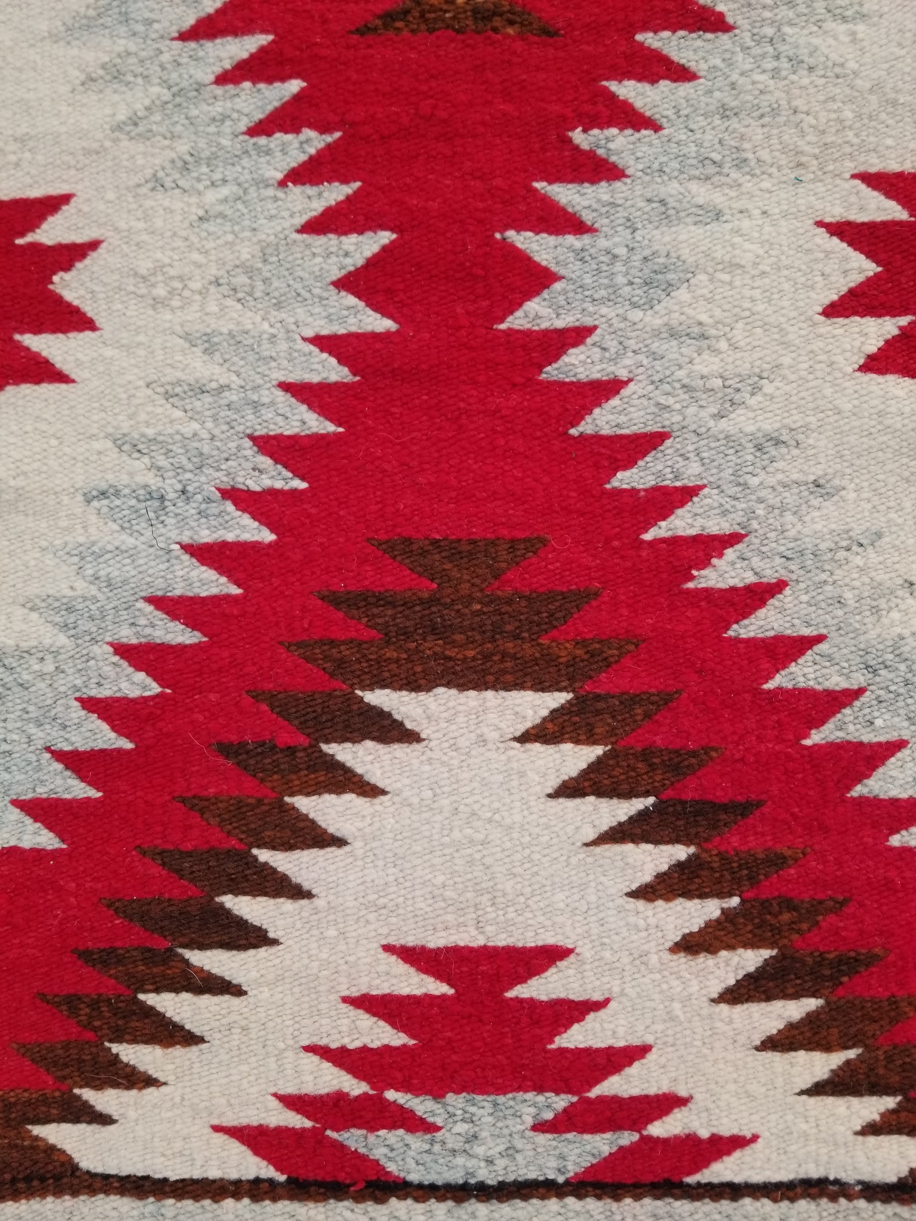 Vintage Handmade Native American Navajo Eye Dazzler Style Wool Rug 87x42cm
