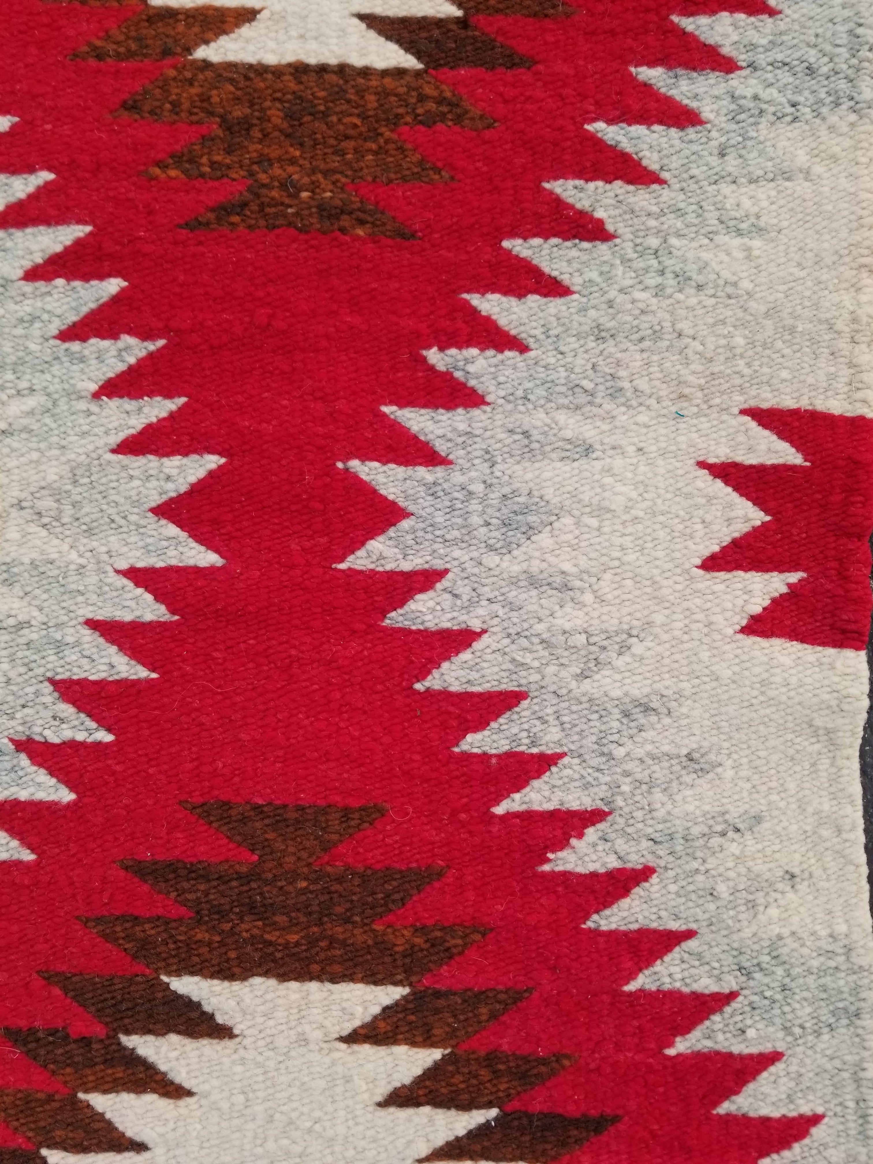 Vintage Handmade Native American Navajo Eye Dazzler Style Wool Rug 87x42cm
