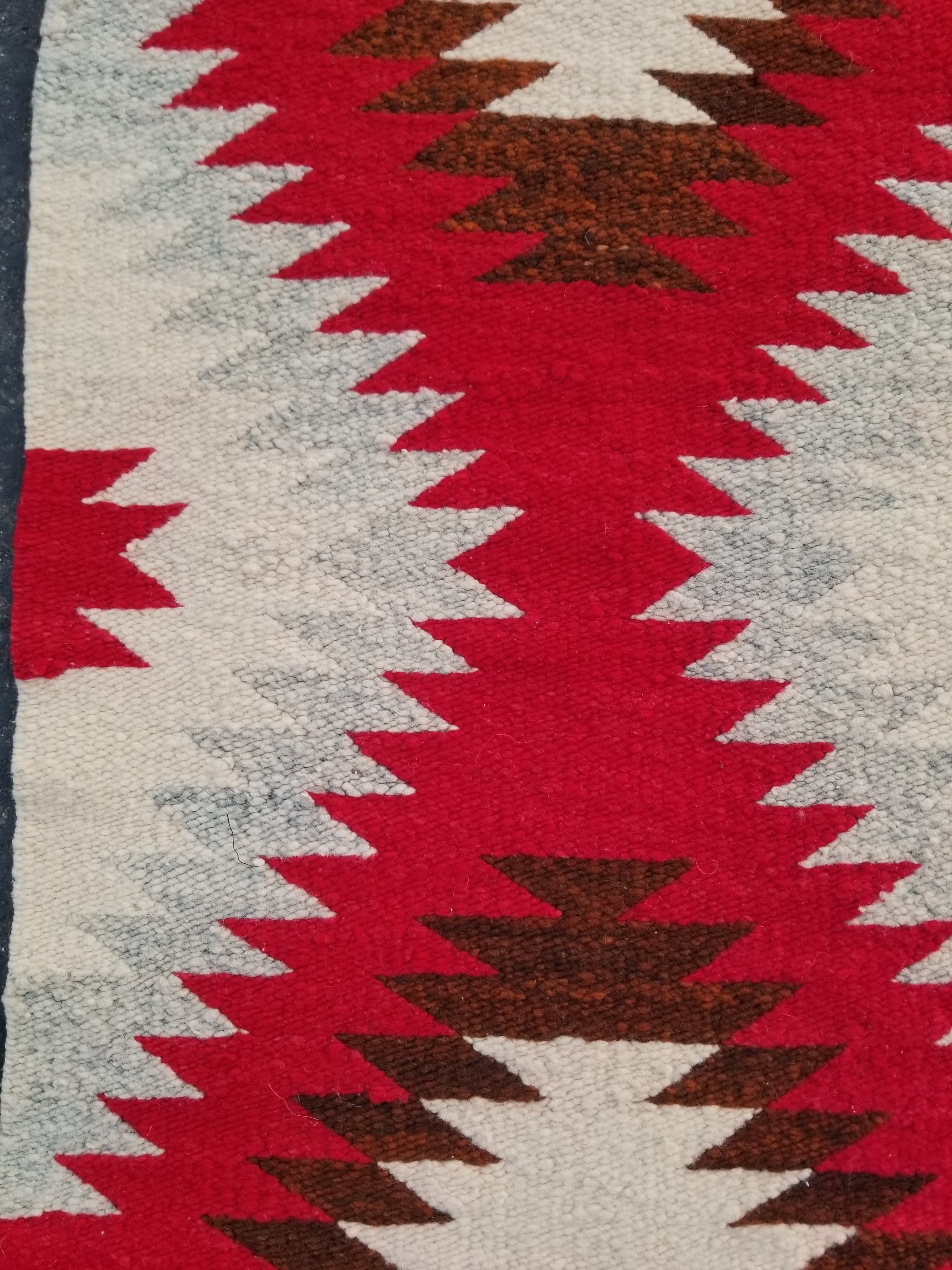 Vintage Handmade Native American Navajo Eye Dazzler Style Wool Rug 87x42cm