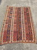 Antique Traditional Handmade Turkish Anatolian Wool Multicolor Kilim 223x166cm