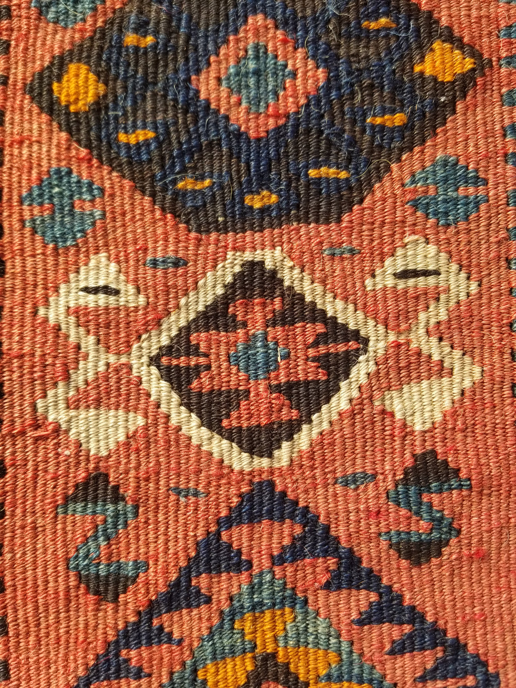 Antique Traditional Handmade Turkish Anatolian Wool Multicolor Kilim 223x166cm