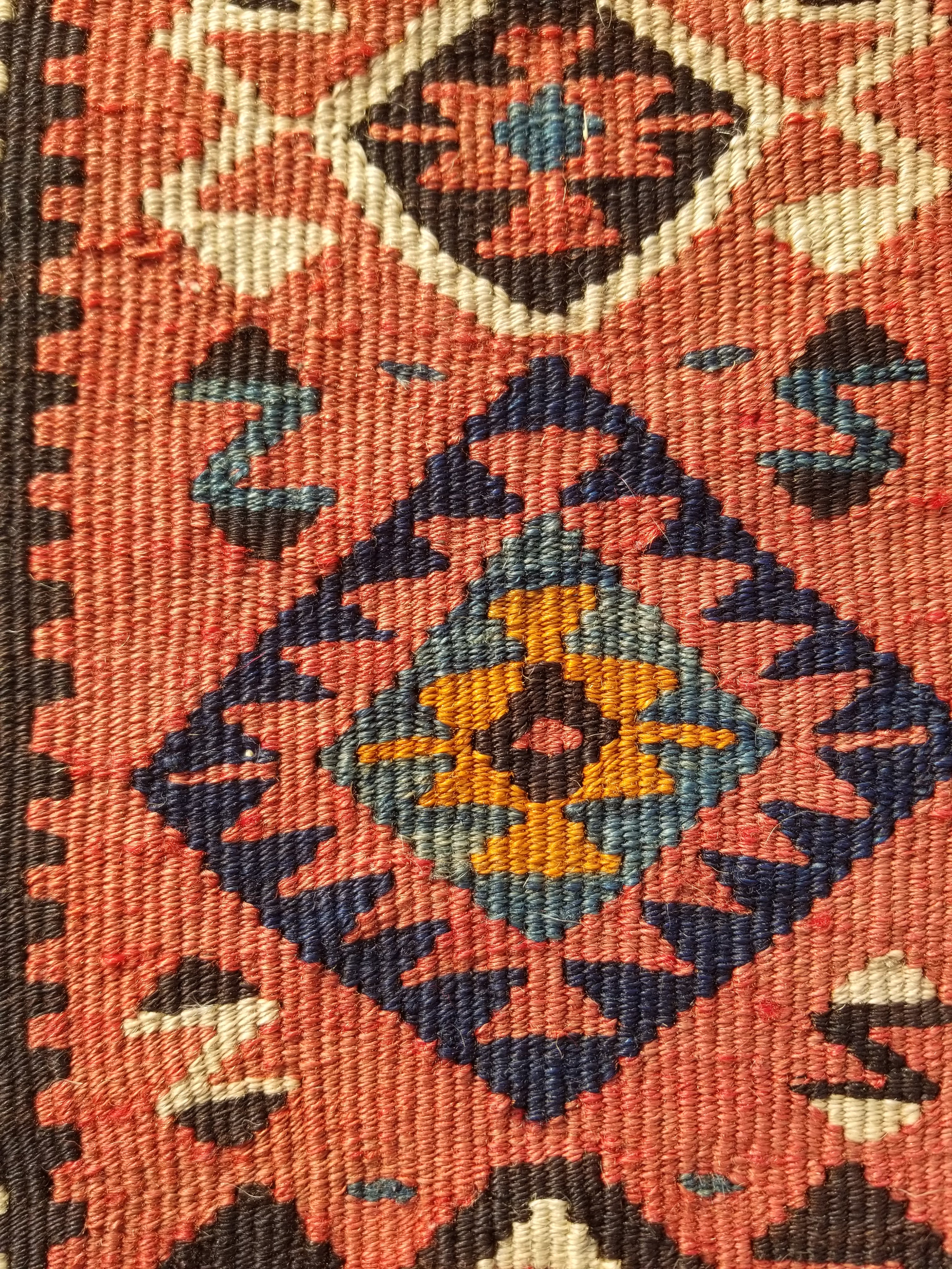 Antique Traditional Handmade Turkish Anatolian Wool Multicolor Kilim 223x166cm