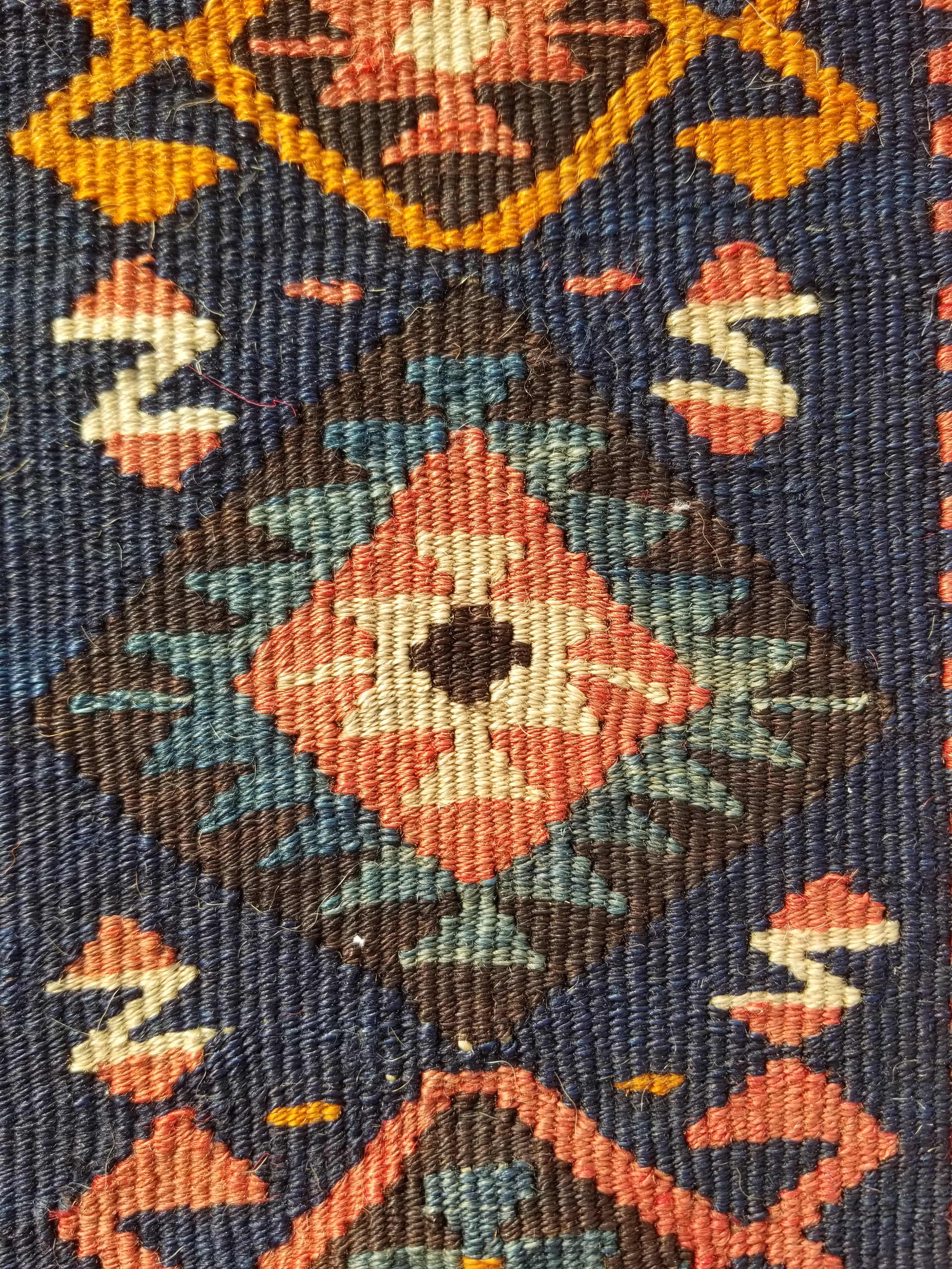 Antique Traditional Handmade Turkish Anatolian Wool Multicolor Kilim 223x166cm