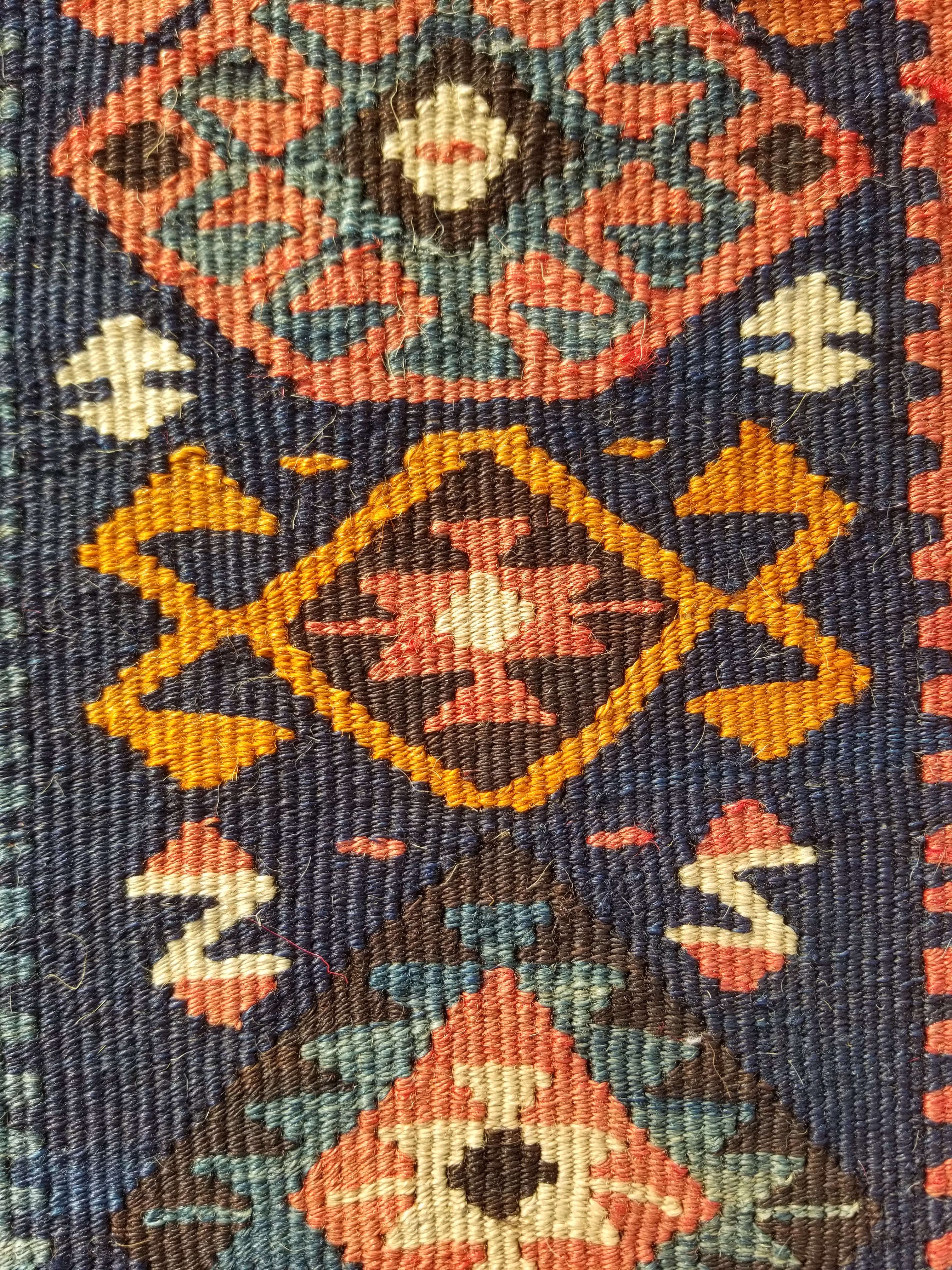 Antique Traditional Handmade Turkish Anatolian Wool Multicolor Kilim 223x166cm