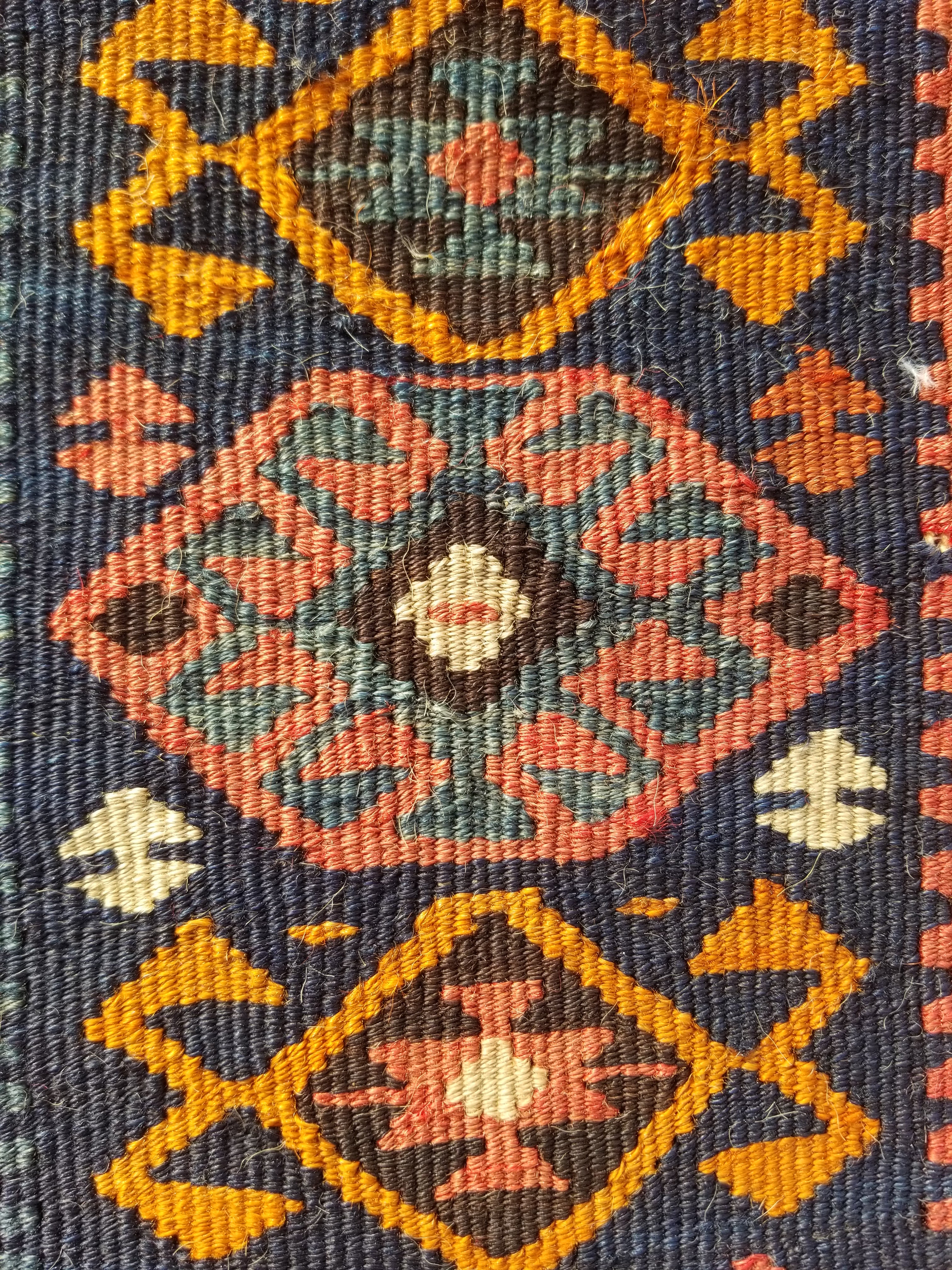 Antique Traditional Handmade Turkish Anatolian Wool Multicolor Kilim 223x166cm