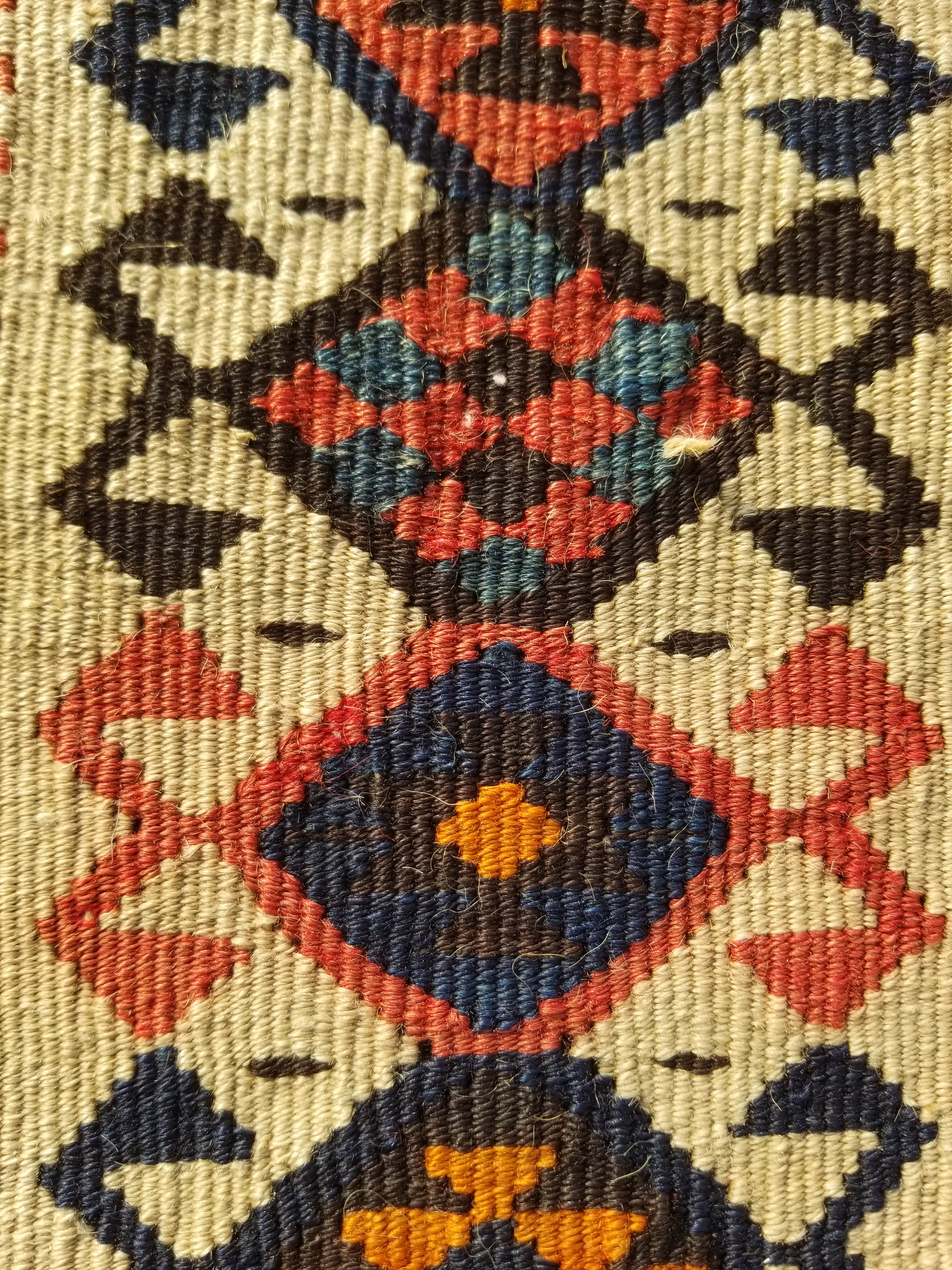 Antique Traditional Handmade Turkish Anatolian Wool Multicolor Kilim 223x166cm