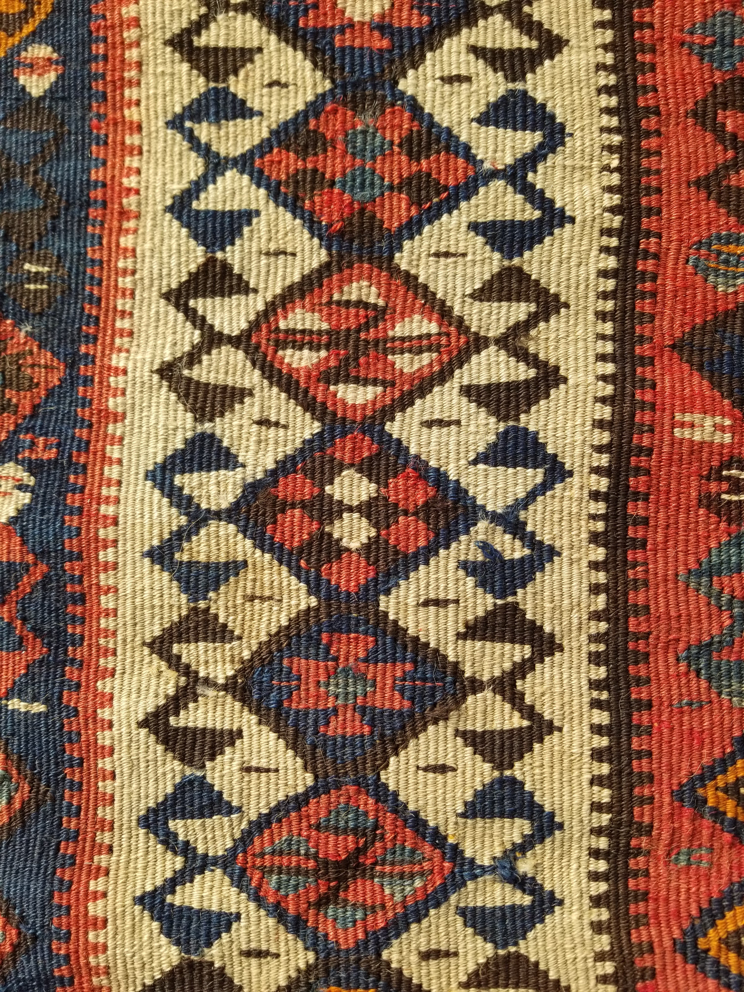 Antique Traditional Handmade Turkish Anatolian Wool Multicolor Kilim 223x166cm