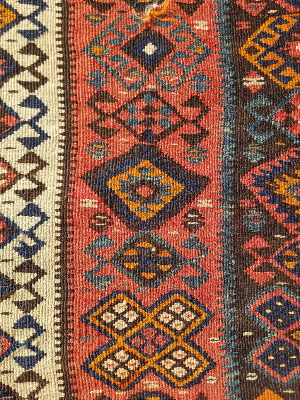 Antique Traditional Handmade Turkish Anatolian Wool Multicolor Kilim 223x166cm
