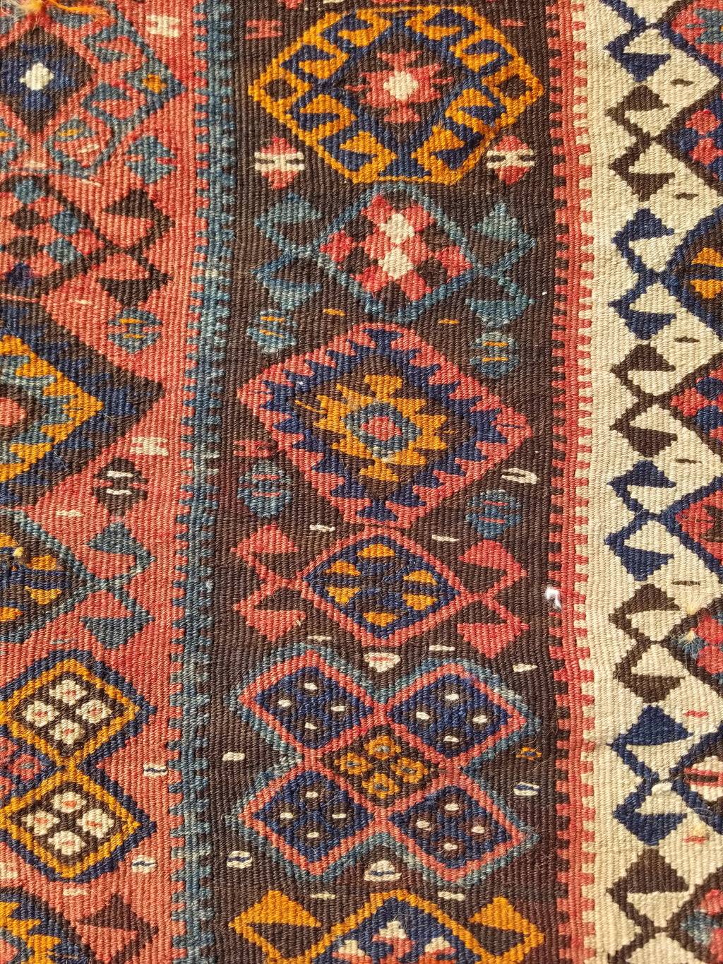 Antique Traditional Handmade Turkish Anatolian Wool Multicolor Kilim 223x166cm