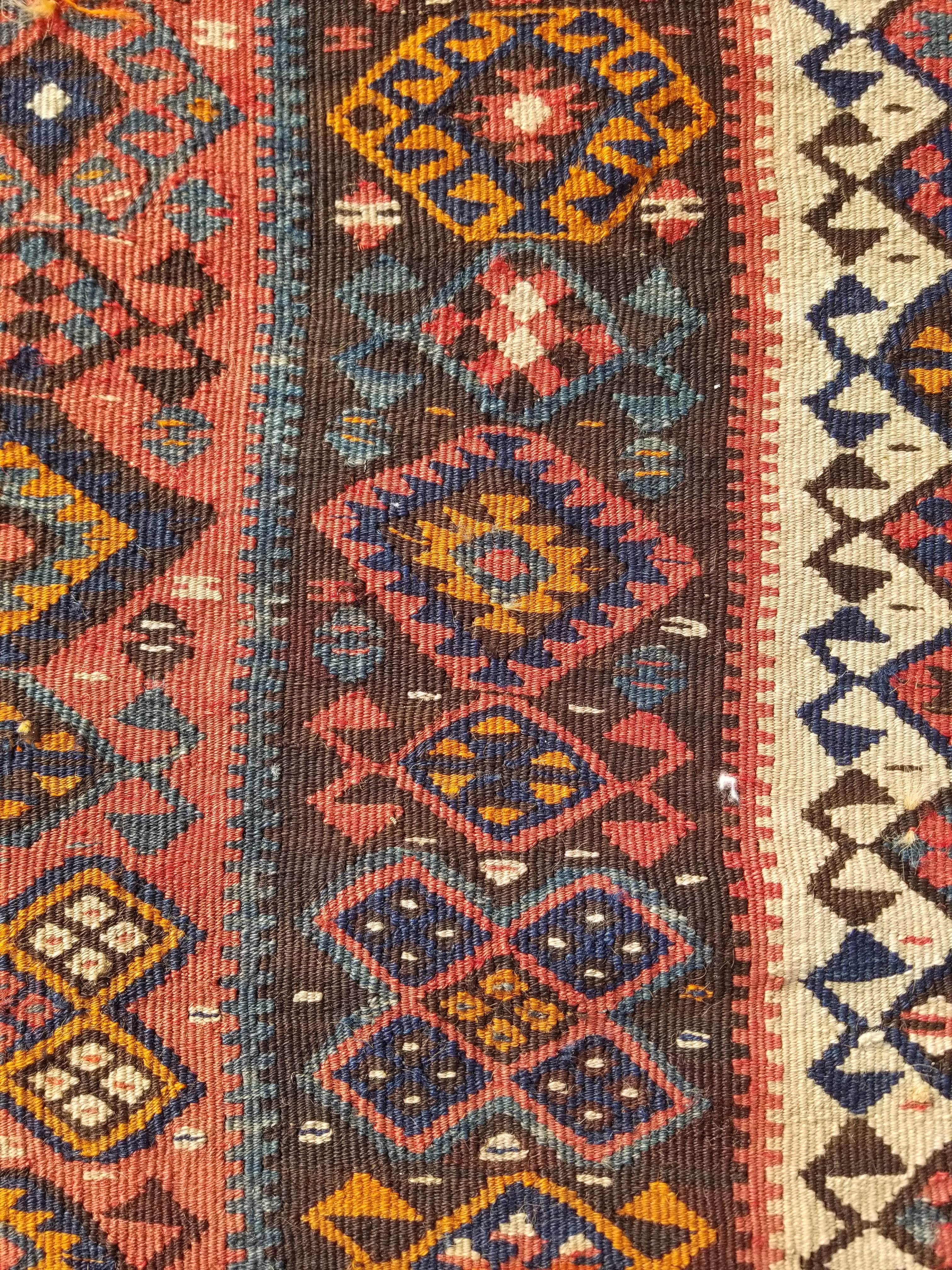 Antique Traditional Handmade Turkish Anatolian Wool Multicolor Kilim 223x166cm