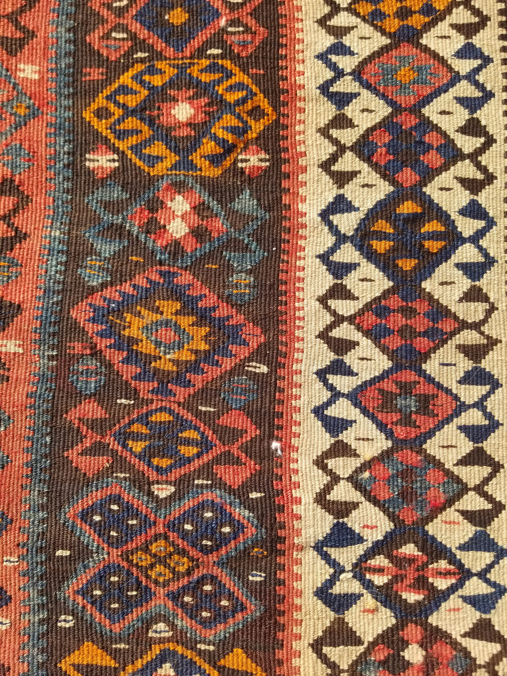Antique Traditional Handmade Turkish Anatolian Wool Multicolor Kilim 223x166cm