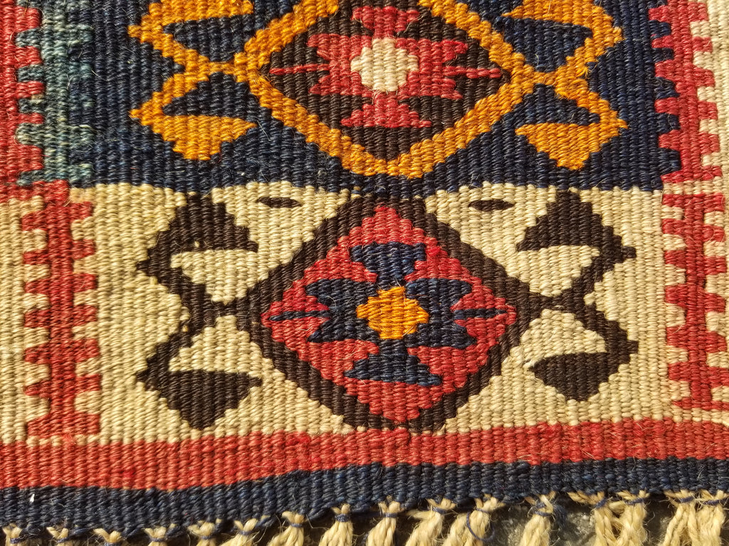 Antique Traditional Handmade Turkish Anatolian Wool Multicolor Kilim 223x166cm