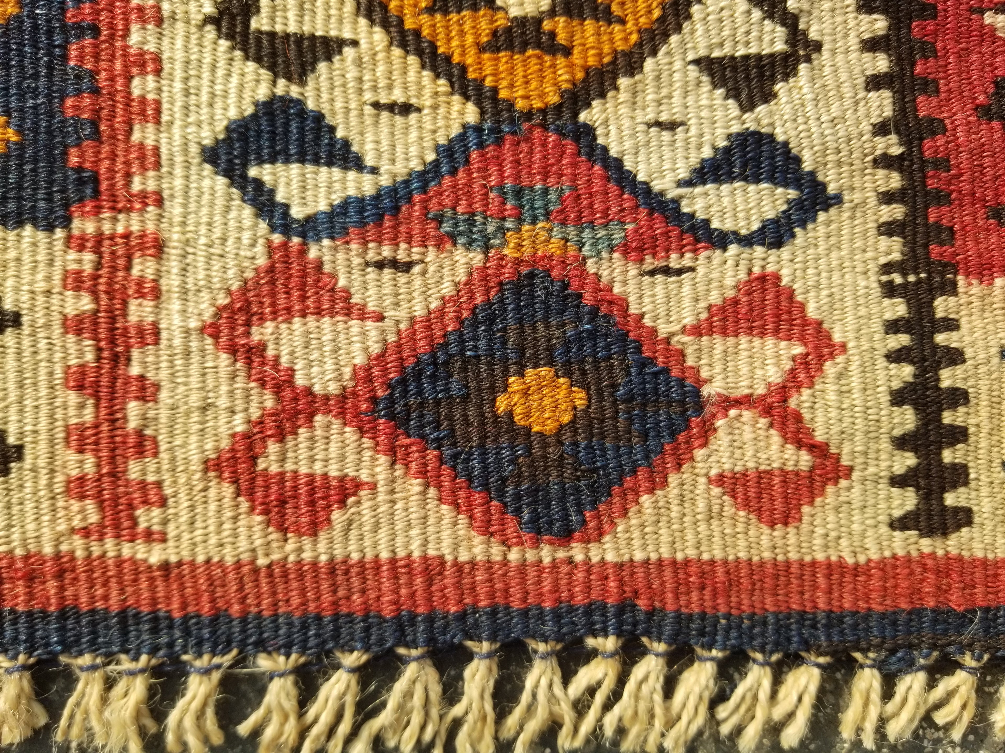 Antique Traditional Handmade Turkish Anatolian Wool Multicolor Kilim 223x166cm