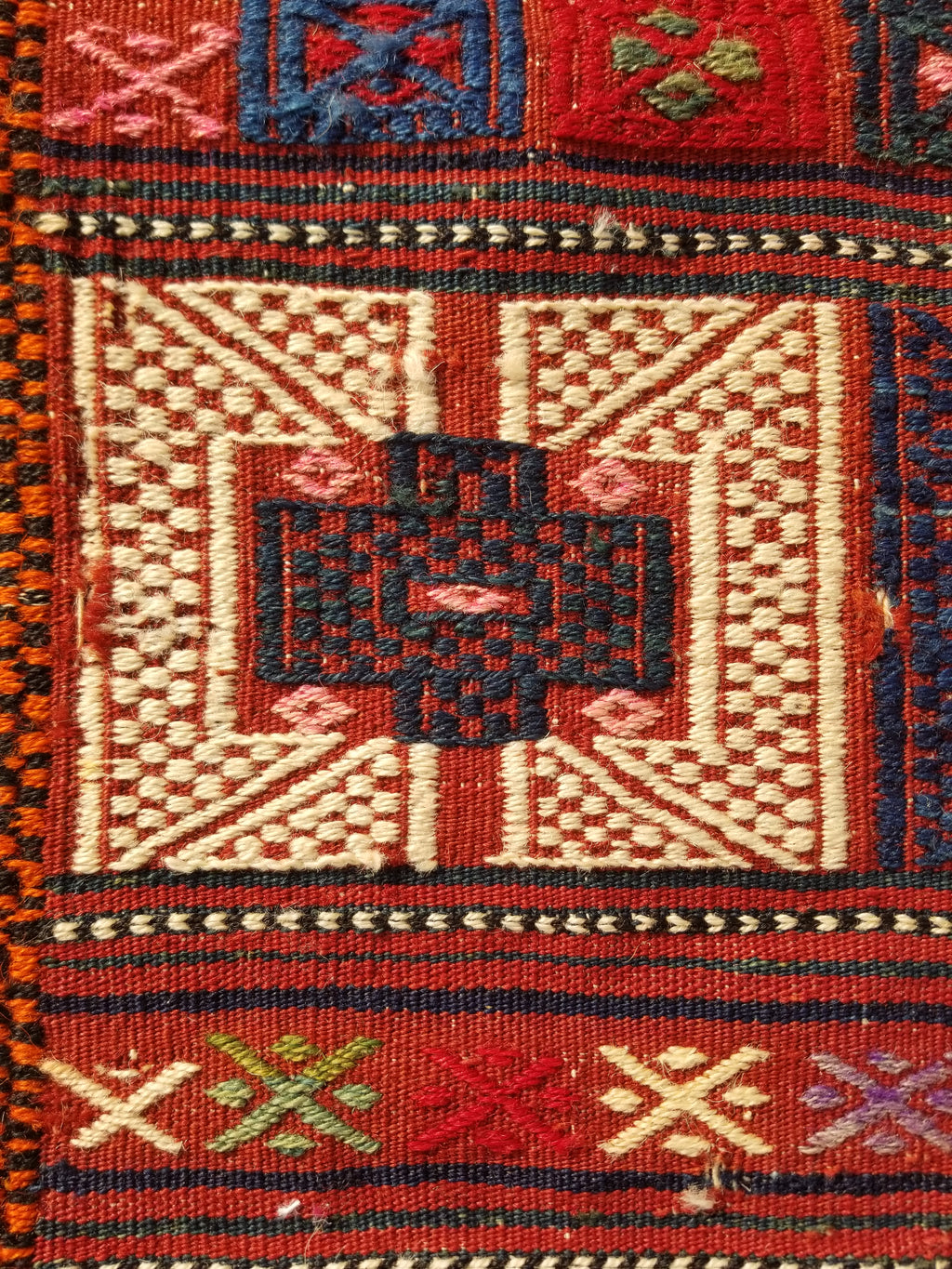 Antique Traditional Handmade Wool Moroccan Style Multicolor Kilim 220x160cm