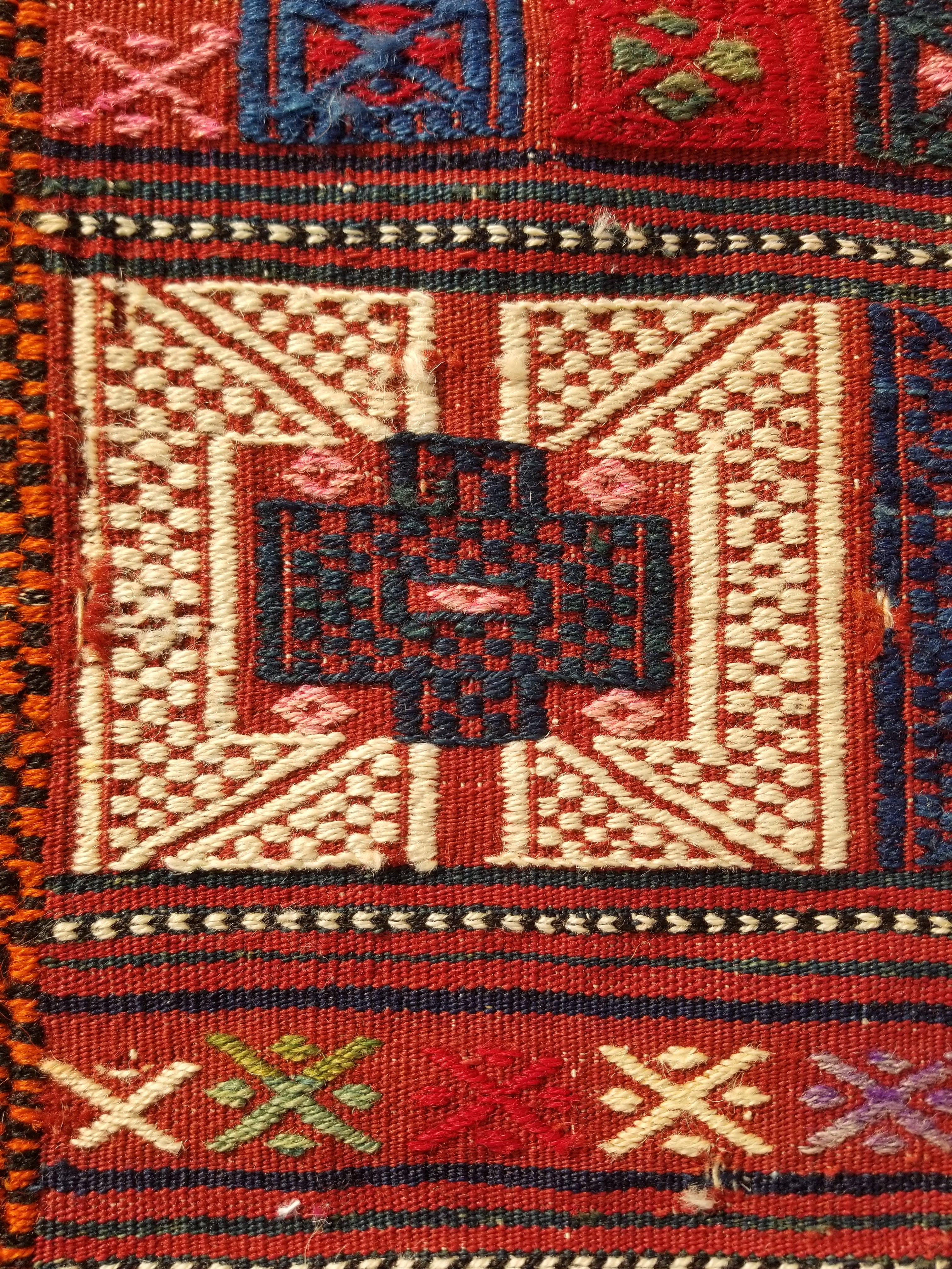 Antique Traditional Handmade Wool Moroccan Style Multicolor Kilim 220x160cm