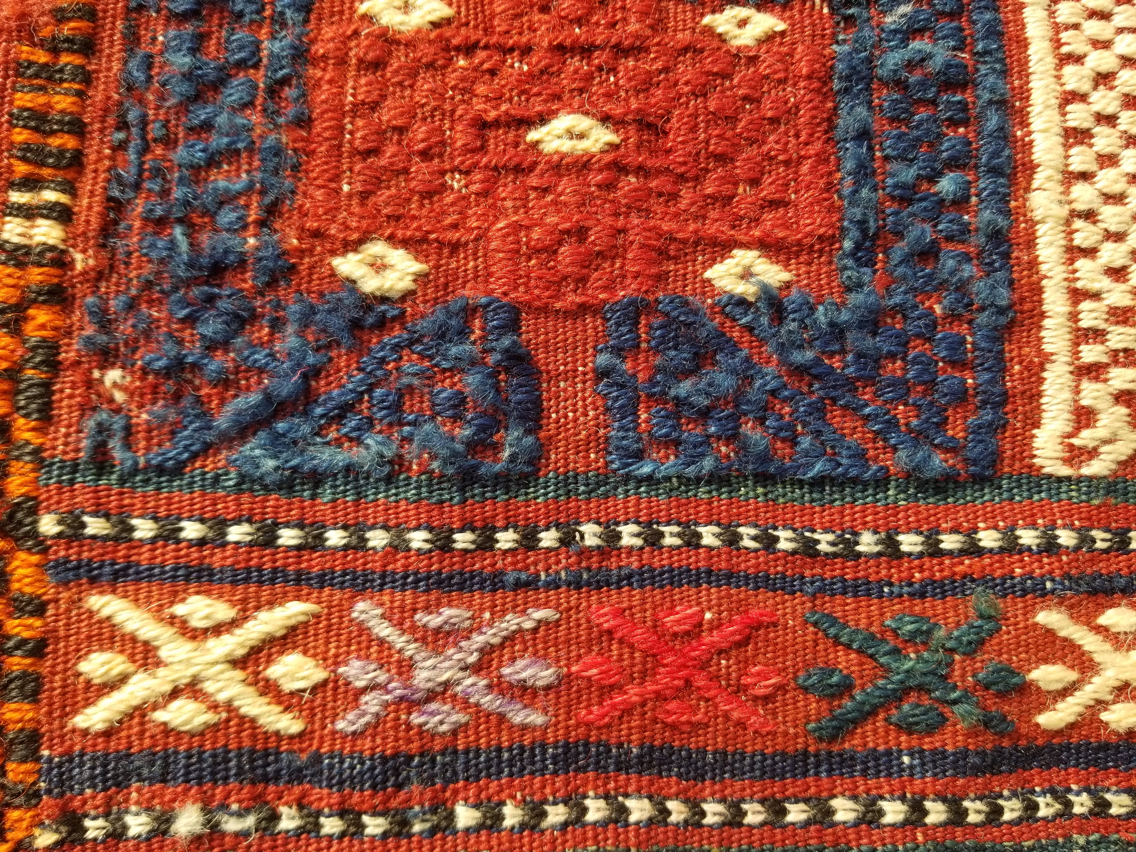 Antique Traditional Handmade Wool Moroccan Style Multicolor Kilim 220x160cm